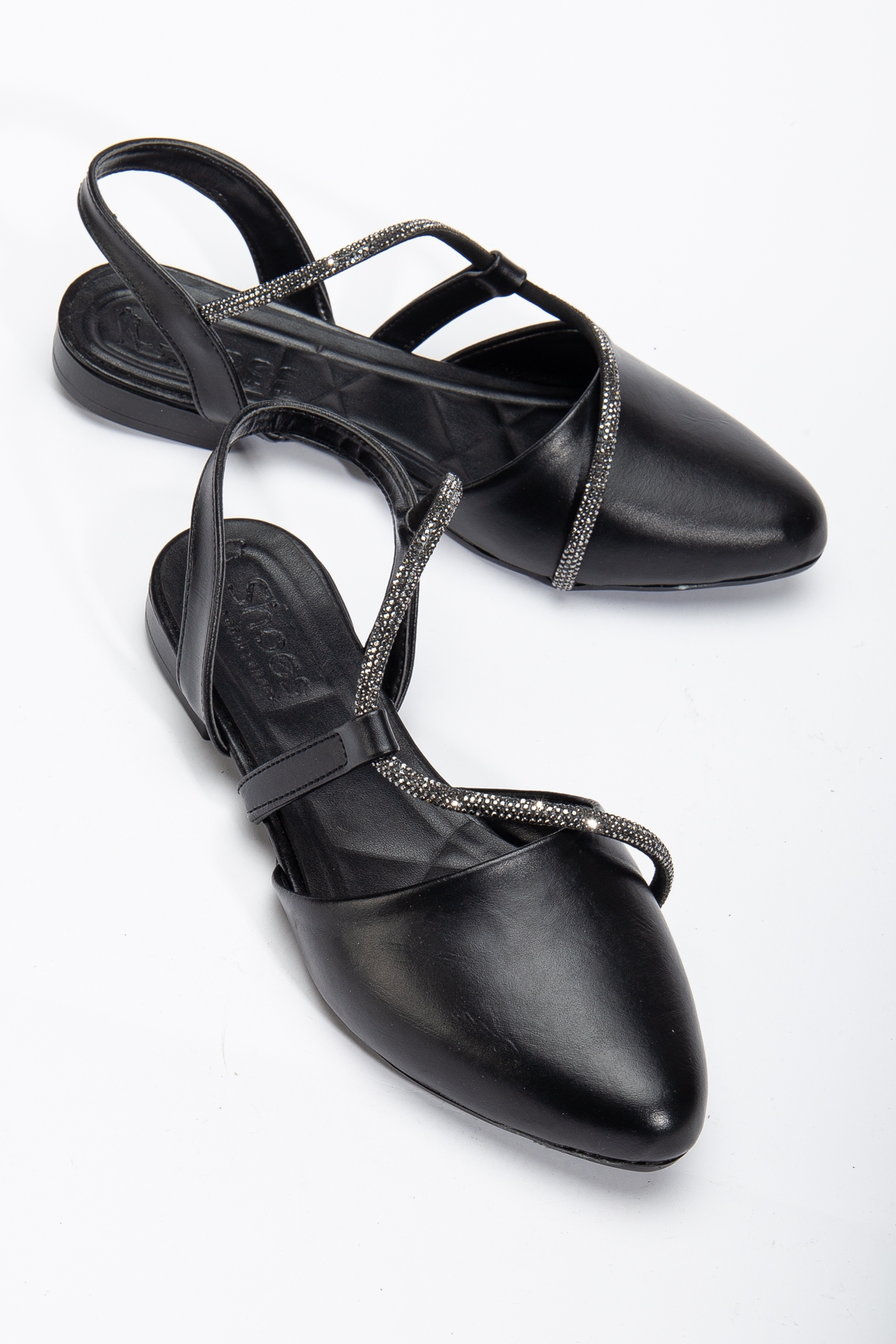 Kadın Siyah Taş Halat Detaylı Babet - Görsel 4