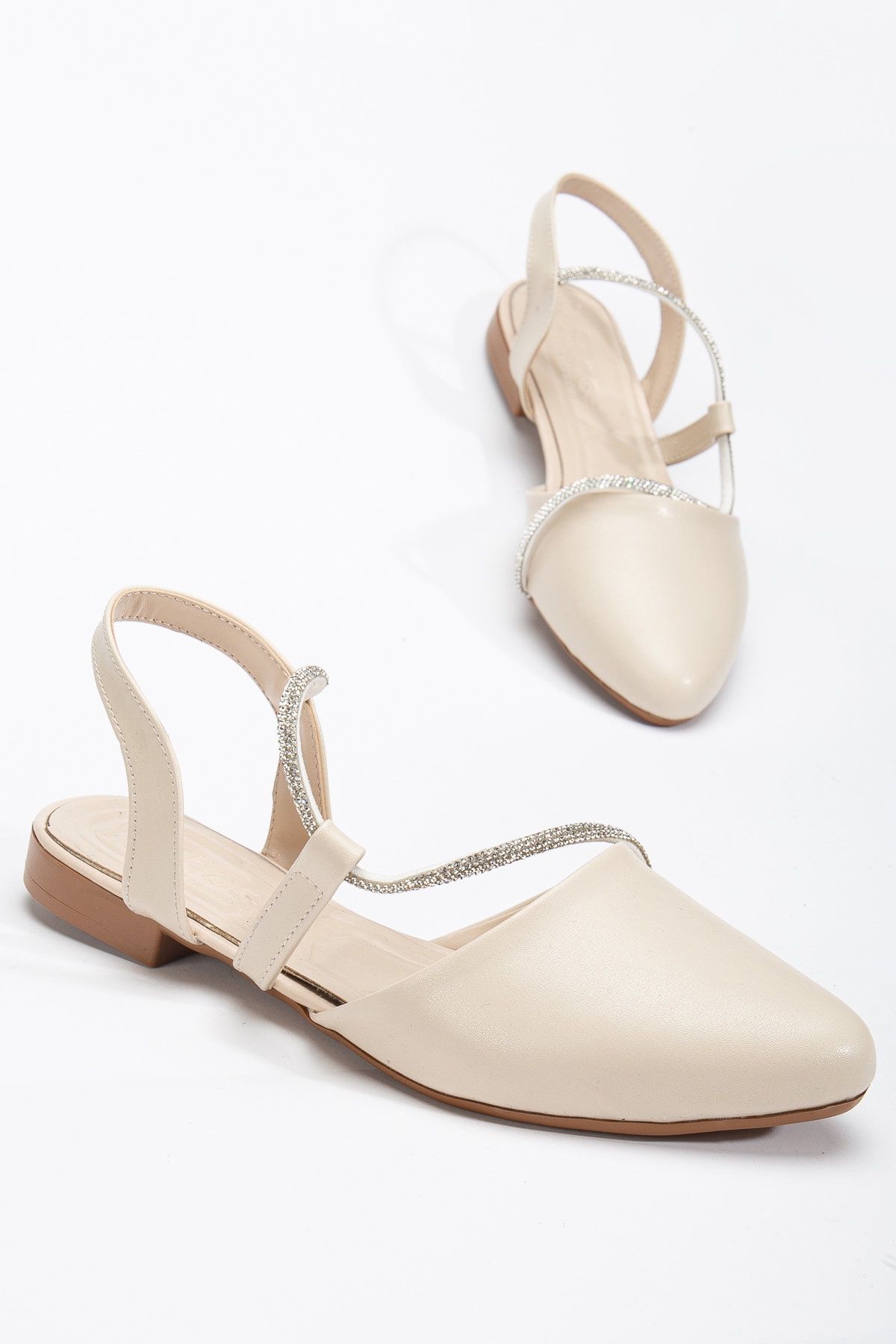 Kadın Bej Taş Halat Detaylı Babet - Görsel 3