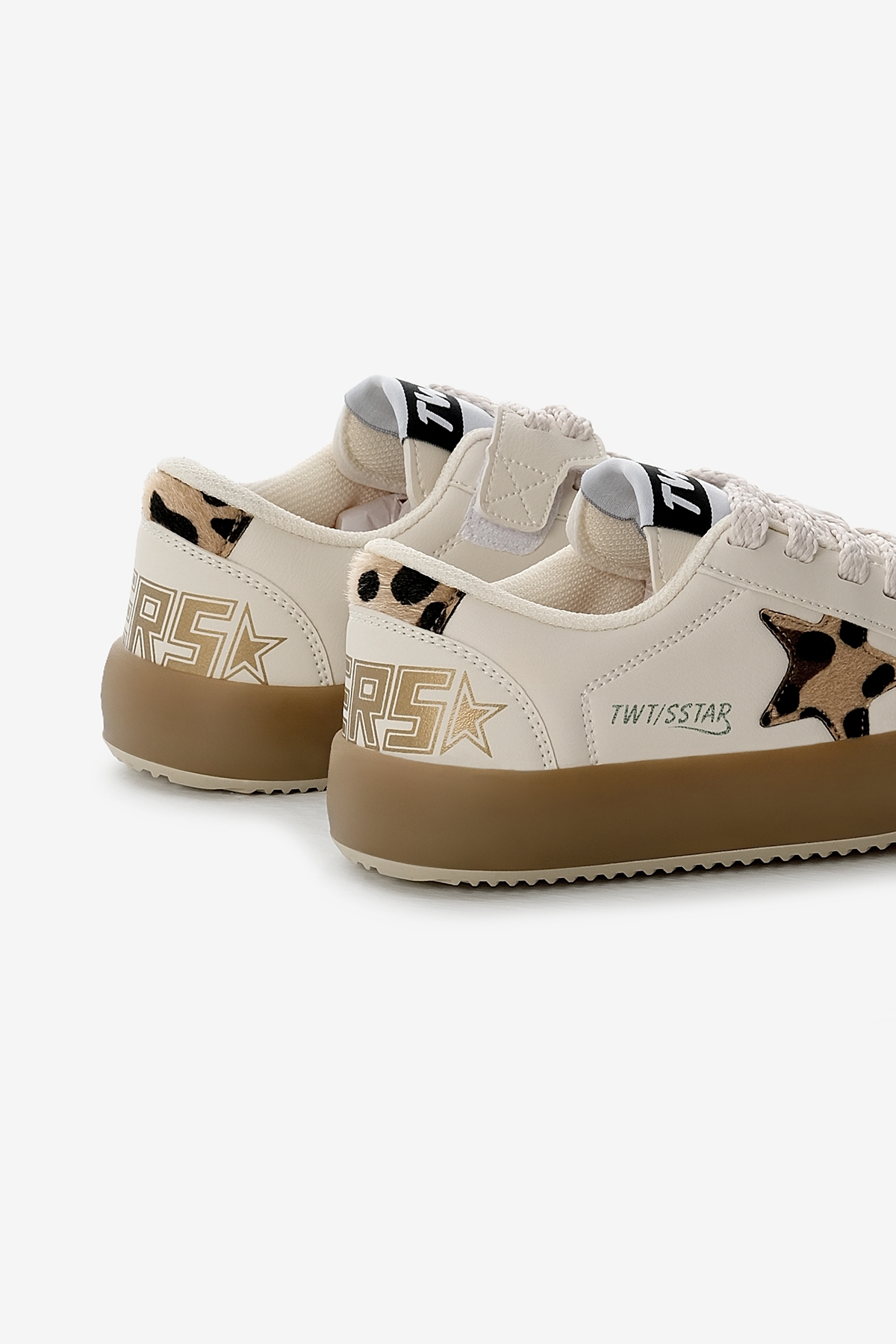 Çocuk Unisex Bej Leopar Termo Taban Yıldız Detaylı Bağcıklı ve Cırtlı Spor Ayakkabı - Görsel 6