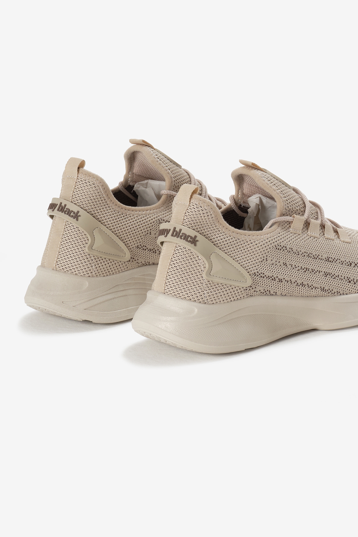 Unisex Bej Termo Taban Şerit Detaylı Bağcıklı Triko Spor Ayakkabı - Görsel 6