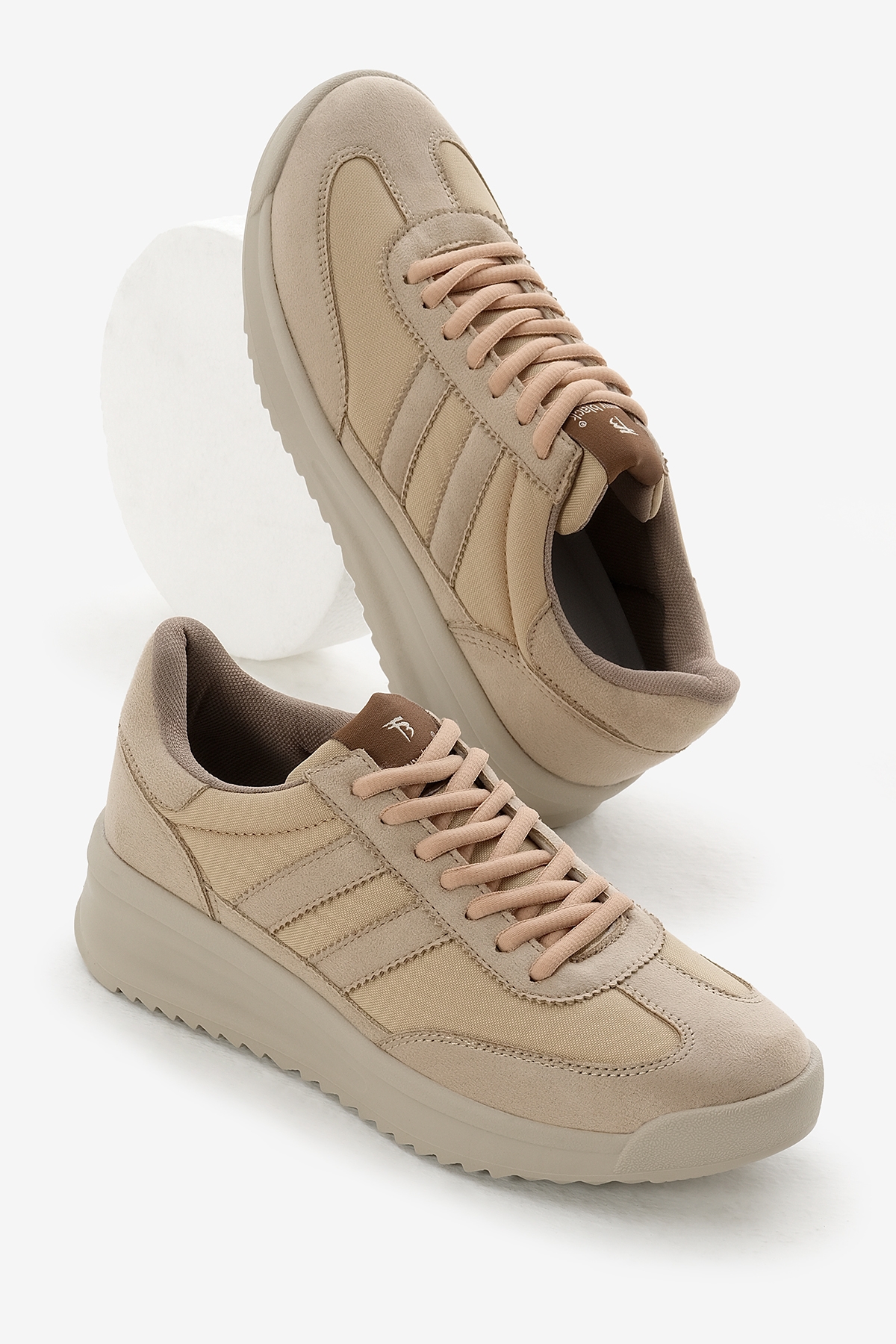 Unisex Toprak Termo Taban Çift Şeritli Bağcıklı Spor Ayakkabı - Görsel 3