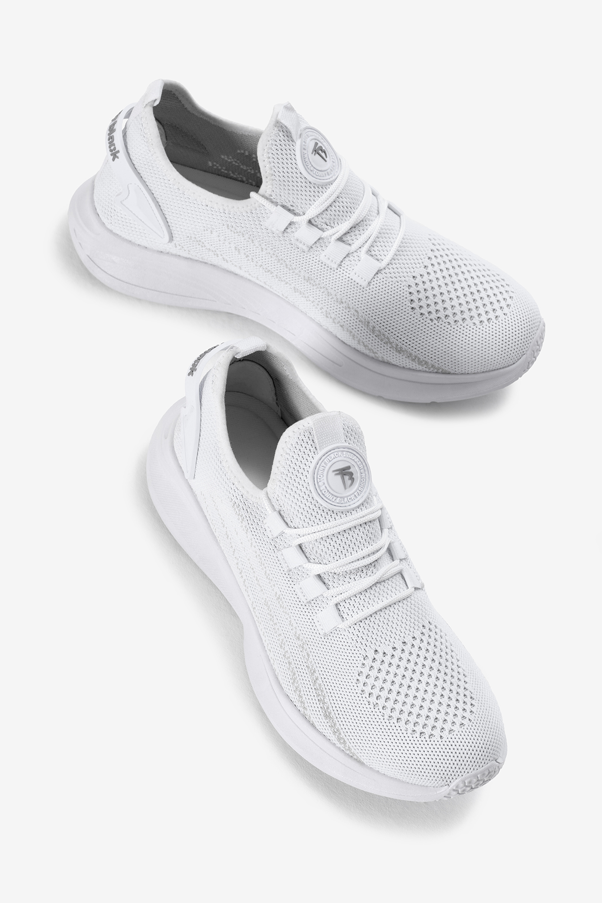 Unisex Beyaz Termo Taban Şerit Detaylı Bağcıklı Triko Spor Ayakkabı - Görsel 4