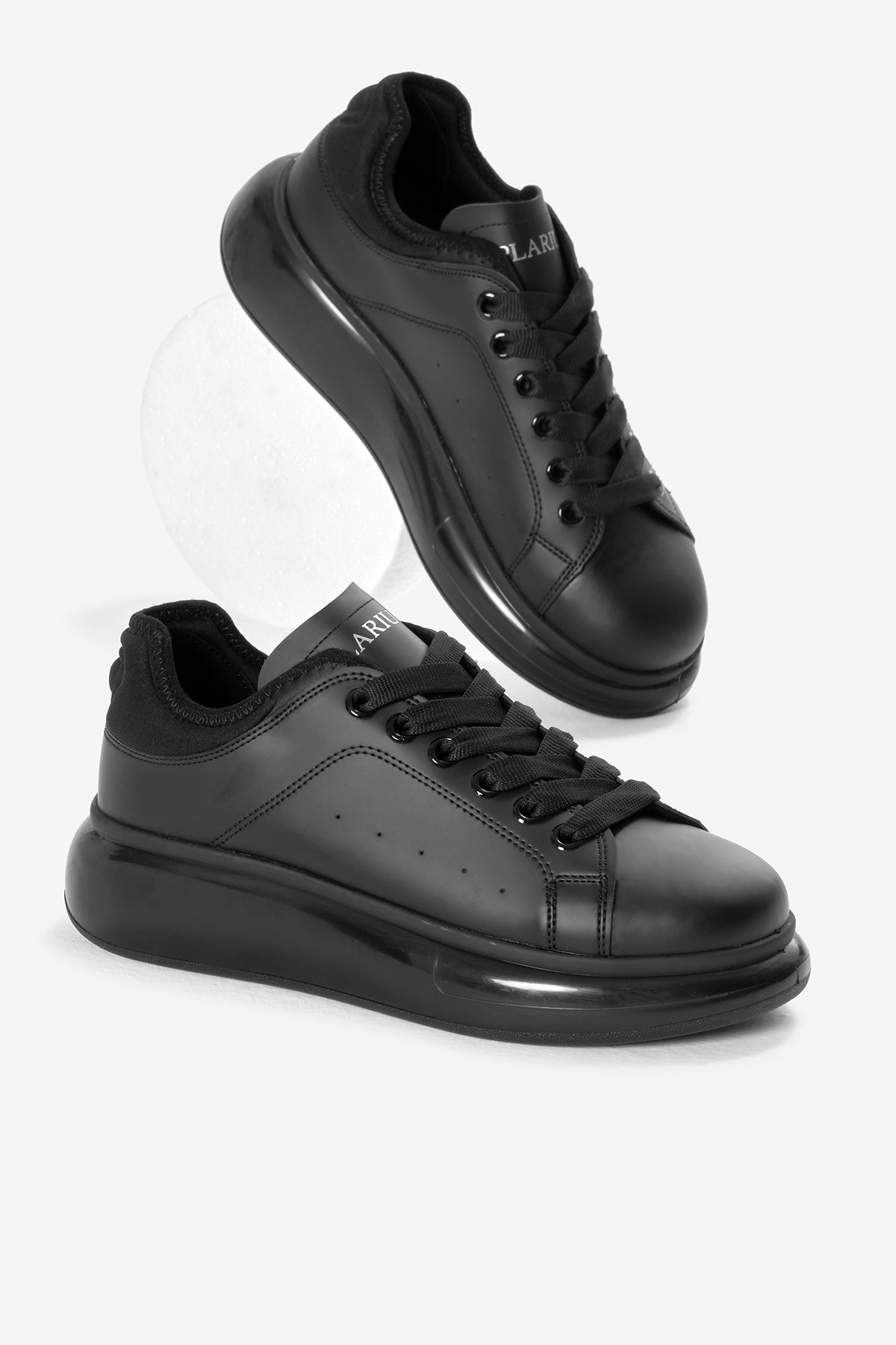 Erkek Siyah Kalın Taban Bağcıklı Spor Ayakkabı - Görsel 3