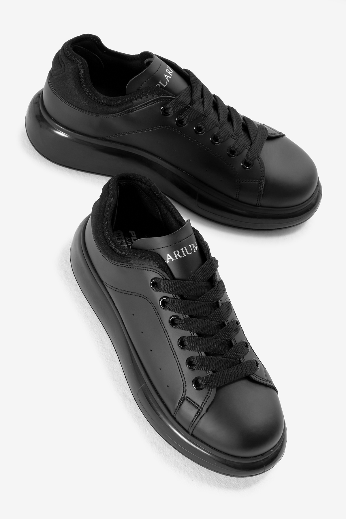 Erkek Siyah Kalın Taban Bağcıklı Spor Ayakkabı - Görsel 4