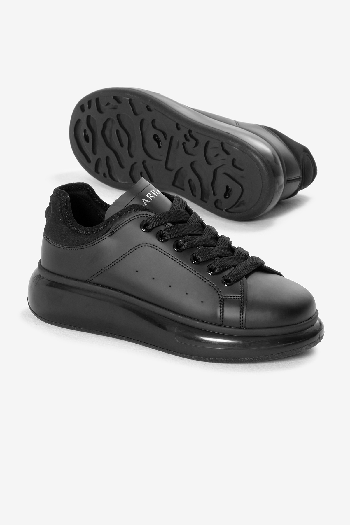 Erkek Siyah Kalın Taban Bağcıklı Spor Ayakkabı - Görsel 5