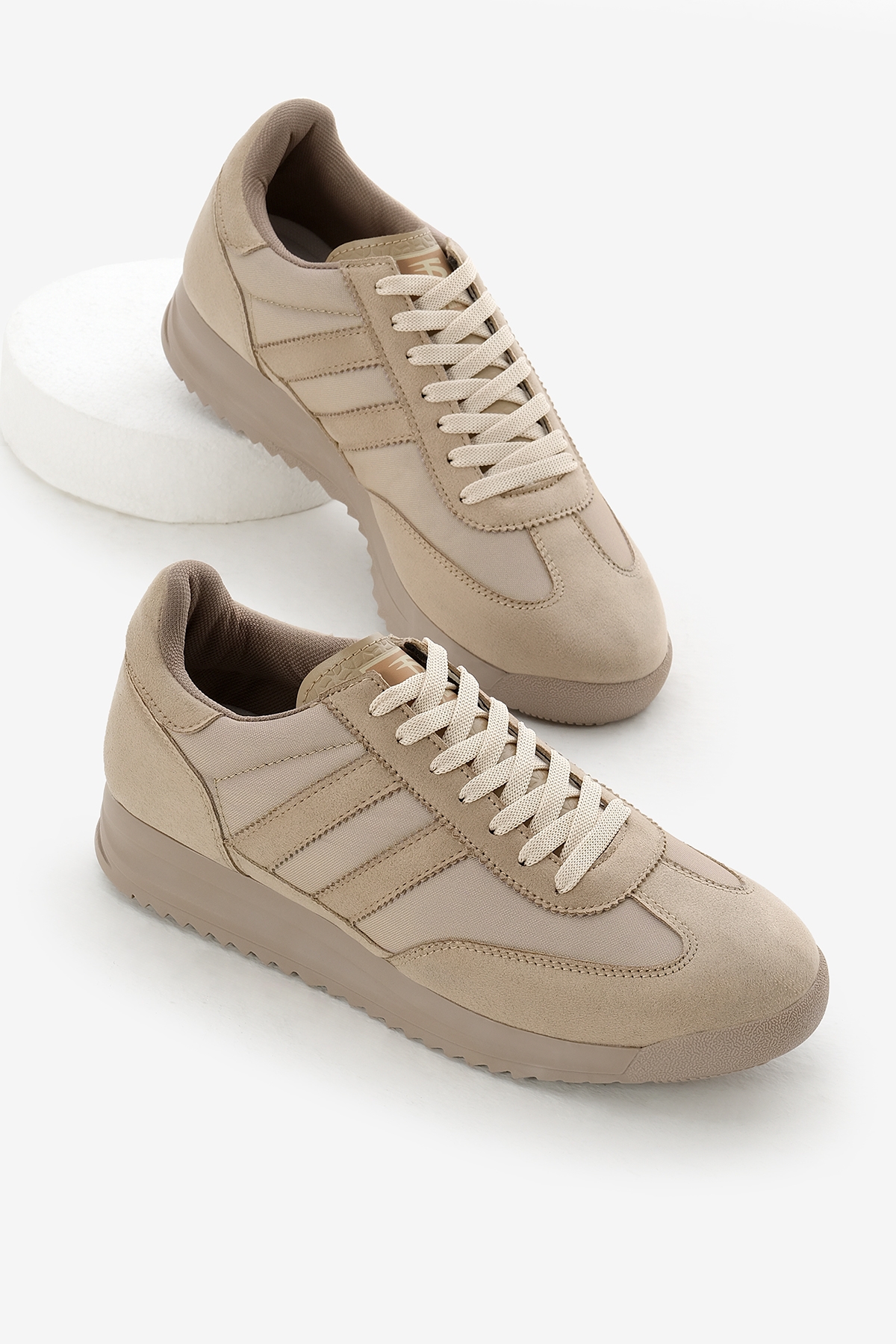 Unisex Toprak Termo Taban Çift Şeritli Bağcıklı Spor Ayakkabı - Görsel 3