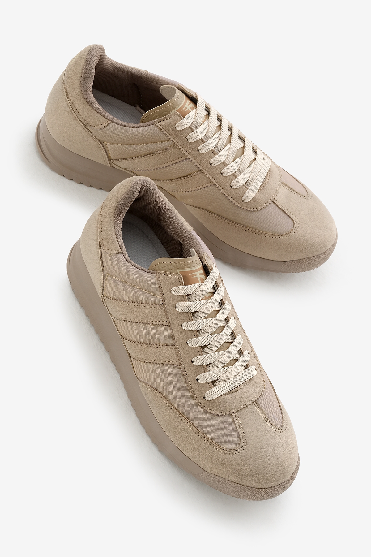 Unisex Toprak Termo Taban Çift Şeritli Bağcıklı Spor Ayakkabı - Görsel 4