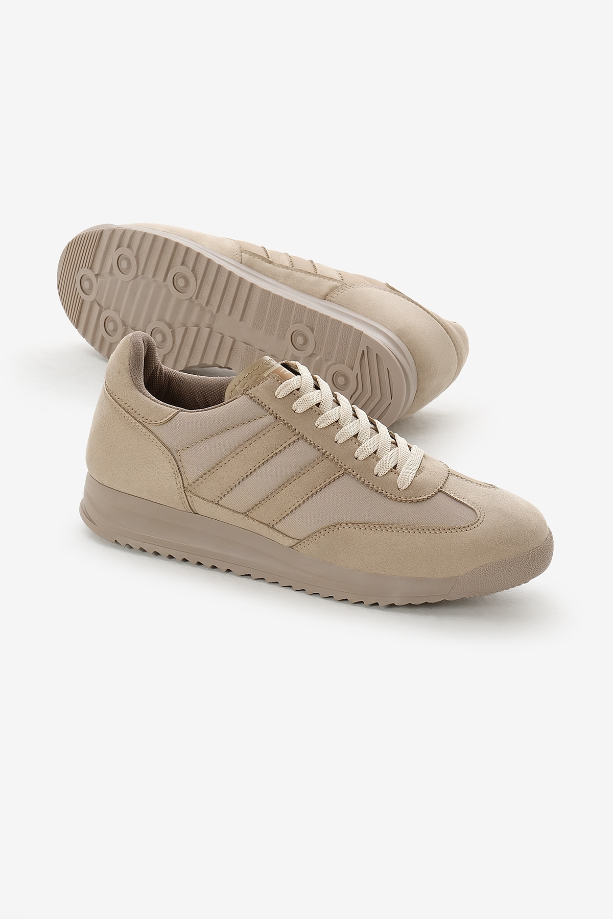 Unisex Toprak Termo Taban Çift Şeritli Bağcıklı Spor Ayakkabı - Görsel 5