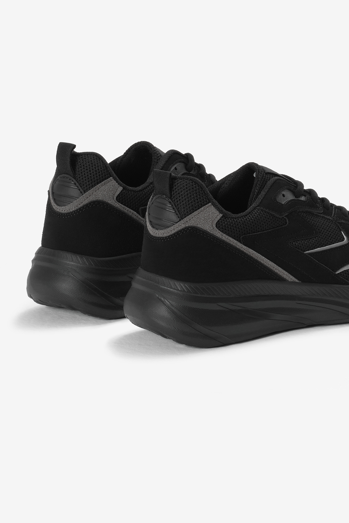 Erkek Siyah Faylon Taban Nefes Alabilen Kumaş Reflektörlü Dalgalı Desenli Spor Ayakkabı - Görsel 6
