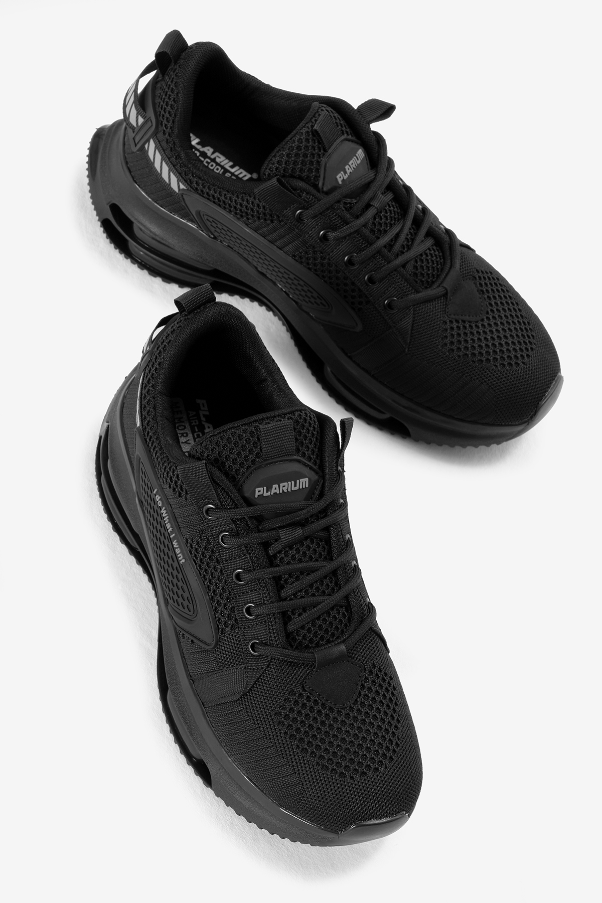 Erkek Siyah Hava Yastıklı Kalın Taban Triko Spor Ayakkabı - Görsel 4