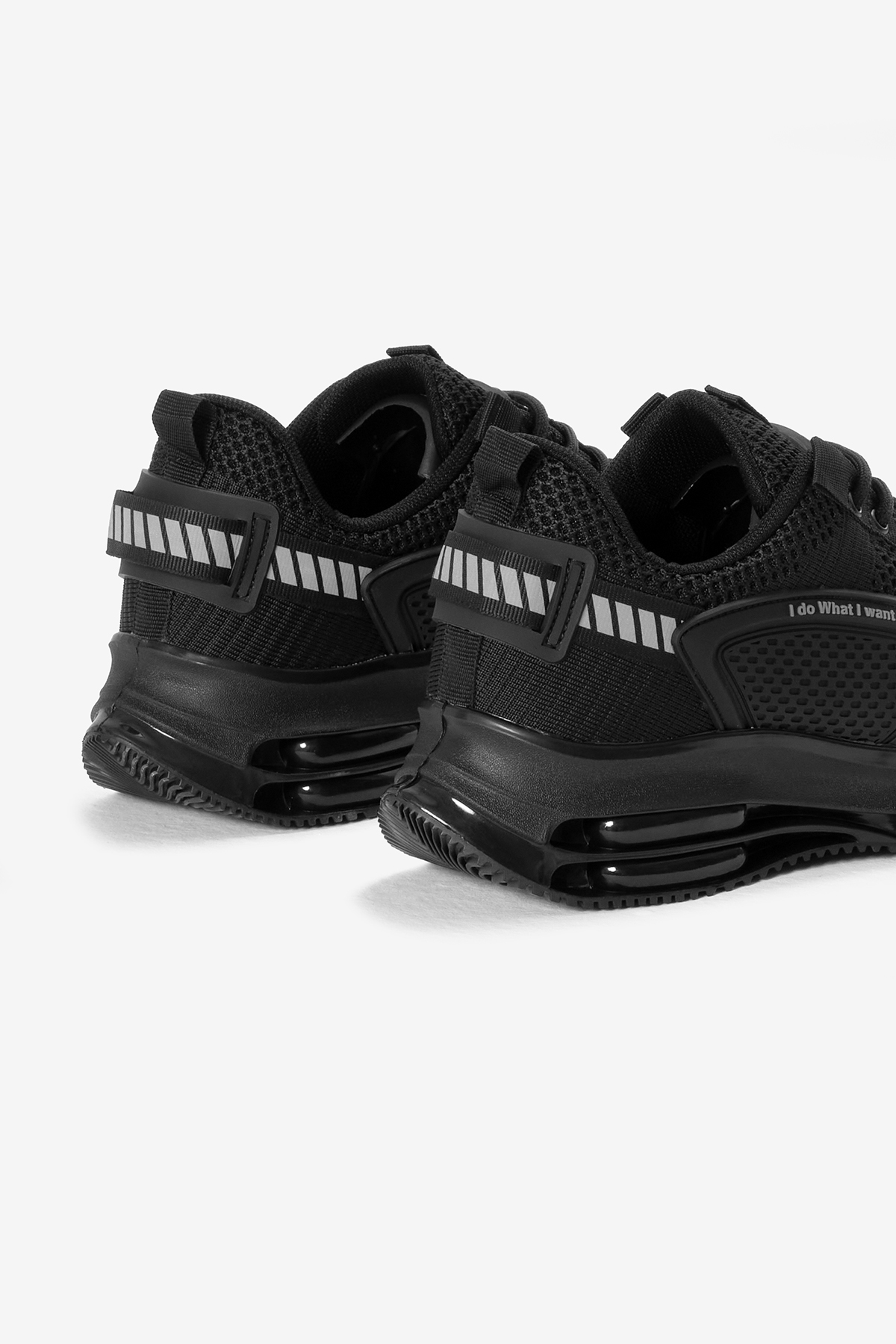Erkek Siyah Hava Yastıklı Kalın Taban Triko Spor Ayakkabı - Görsel 6