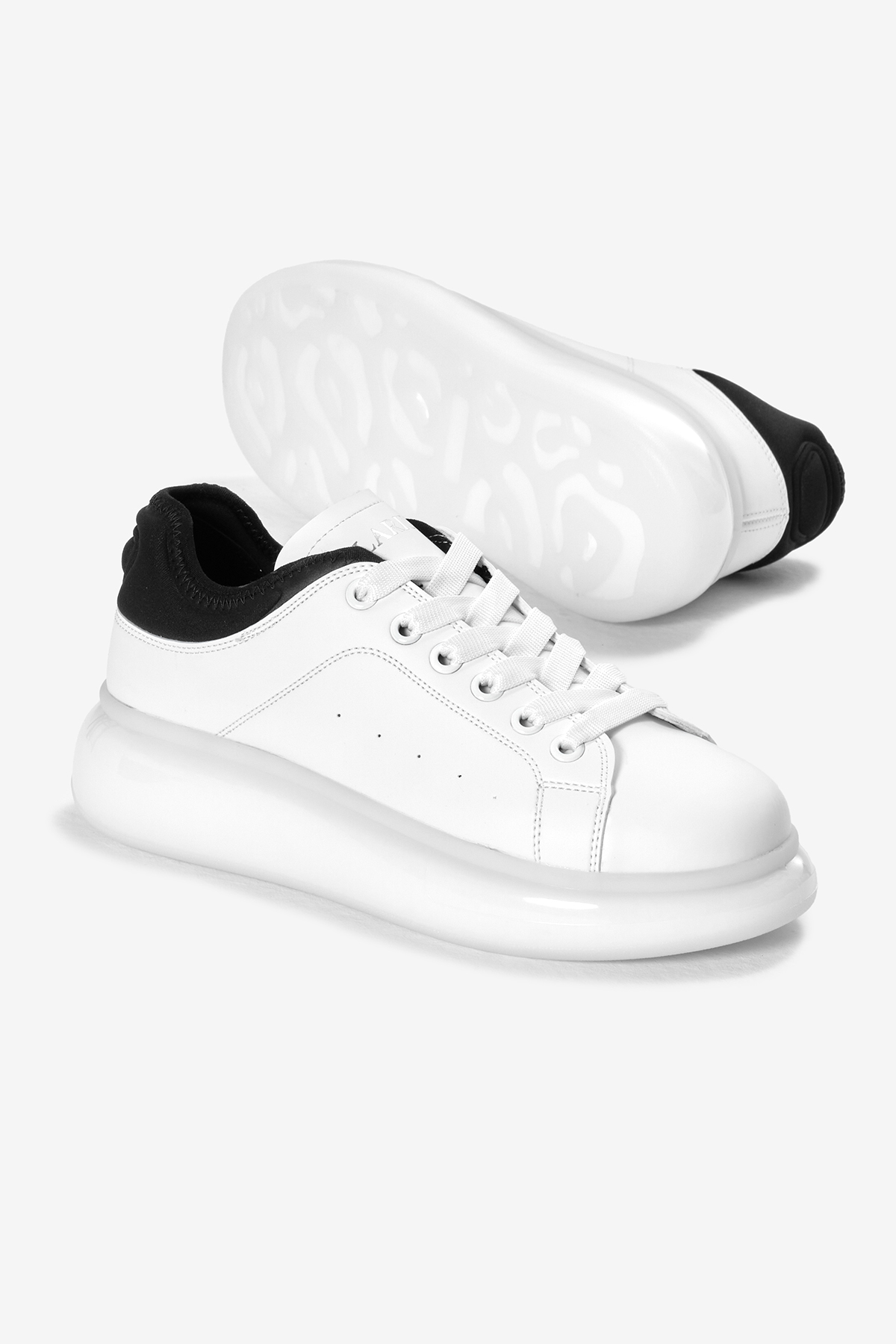 Erkek Beyaz Kalın Taban Bağcıklı Spor Ayakkabı - Görsel 5