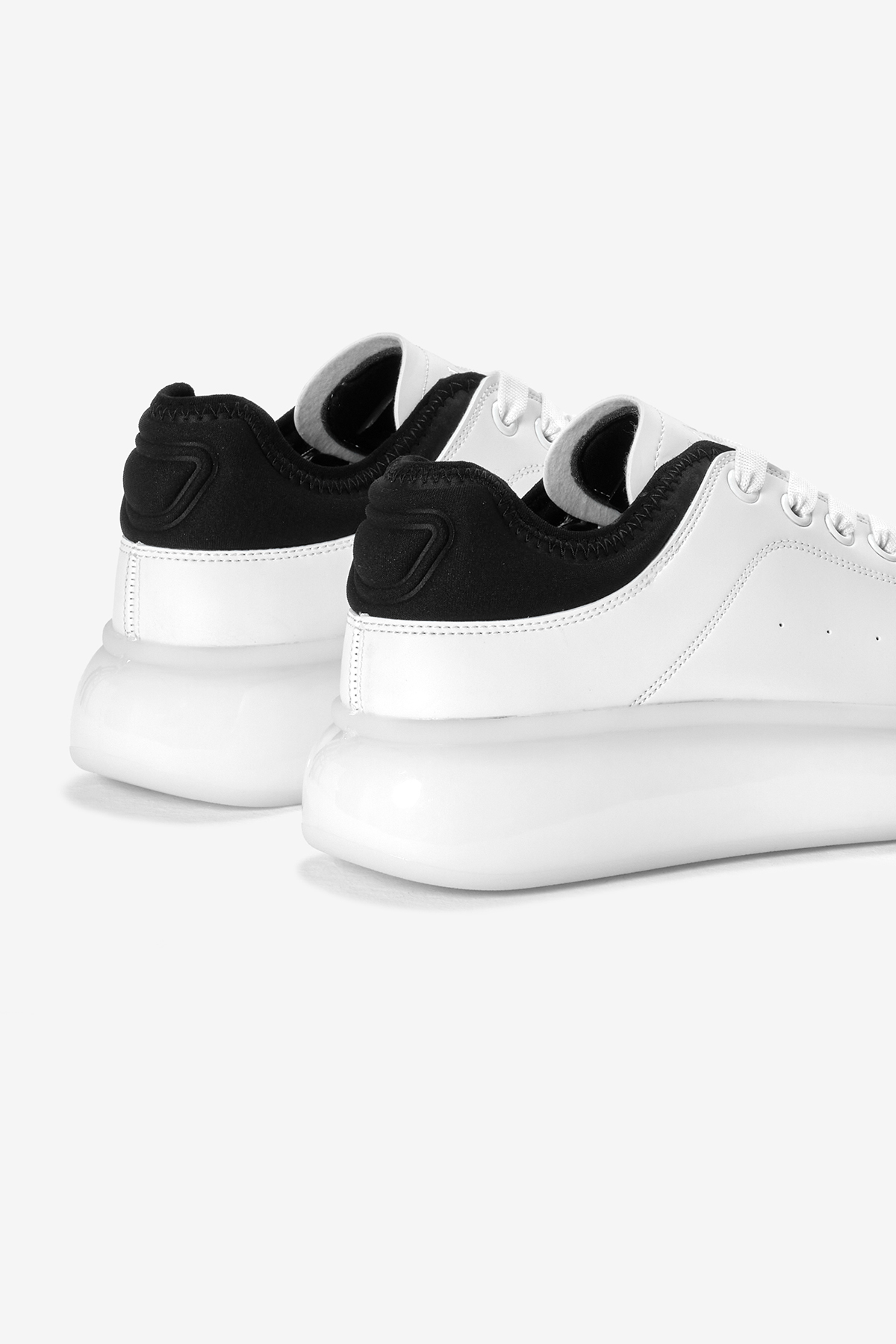 Erkek Beyaz Kalın Taban Bağcıklı Spor Ayakkabı - Görsel 6