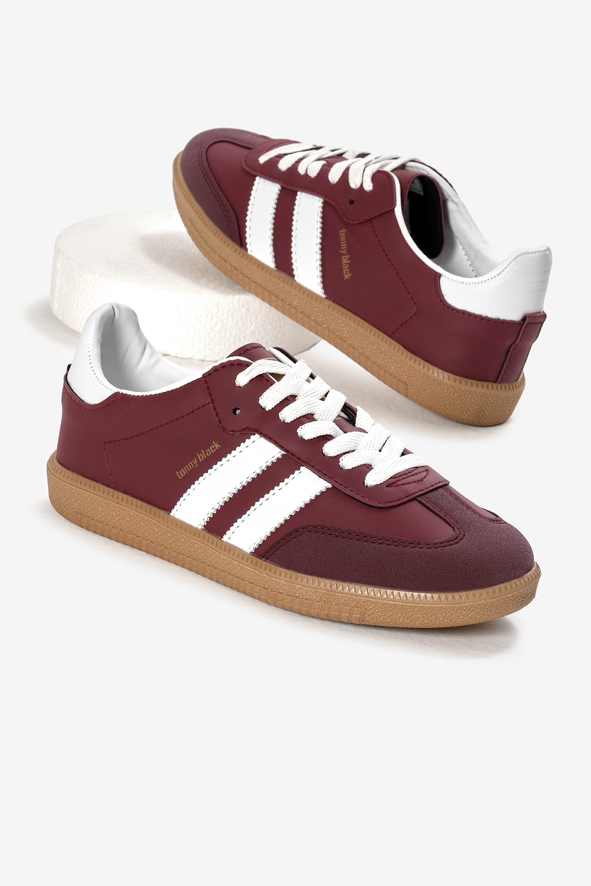 Unisex Bordo Termo Taban Yanı Şeritli Bağcıklı Spor Ayakkabı - Görsel 3