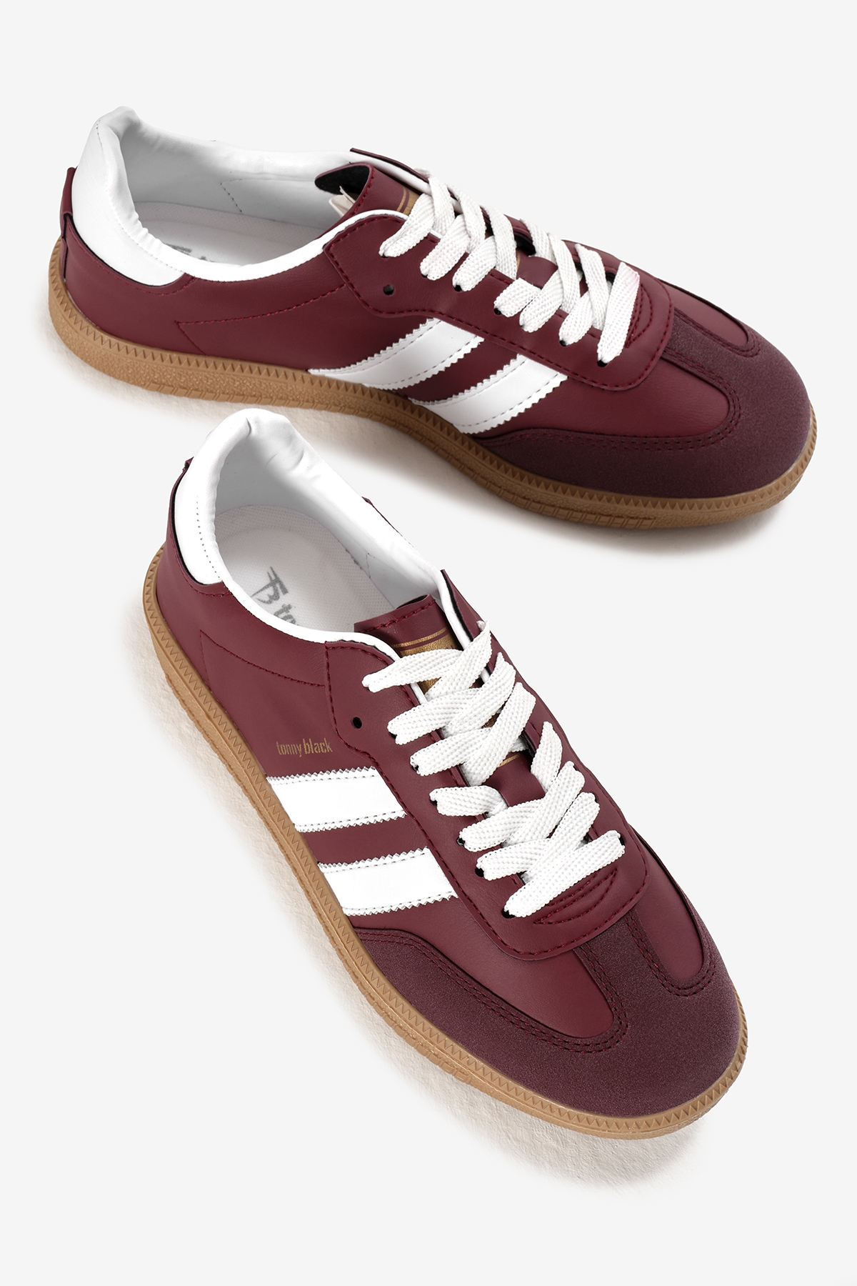 Unisex Bordo Termo Taban Yanı Şeritli Bağcıklı Spor Ayakkabı - Görsel 4