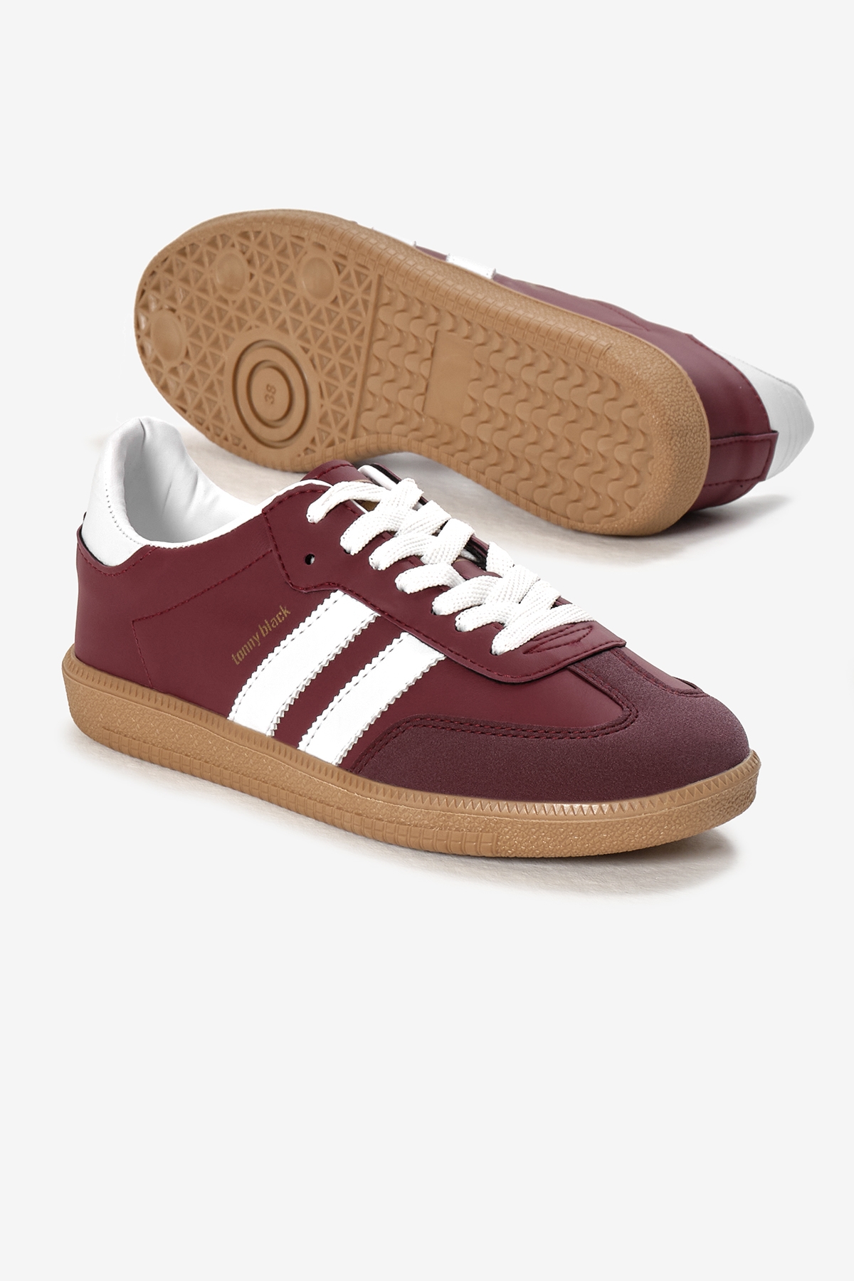 Unisex Bordo Termo Taban Yanı Şeritli Bağcıklı Spor Ayakkabı - Görsel 5