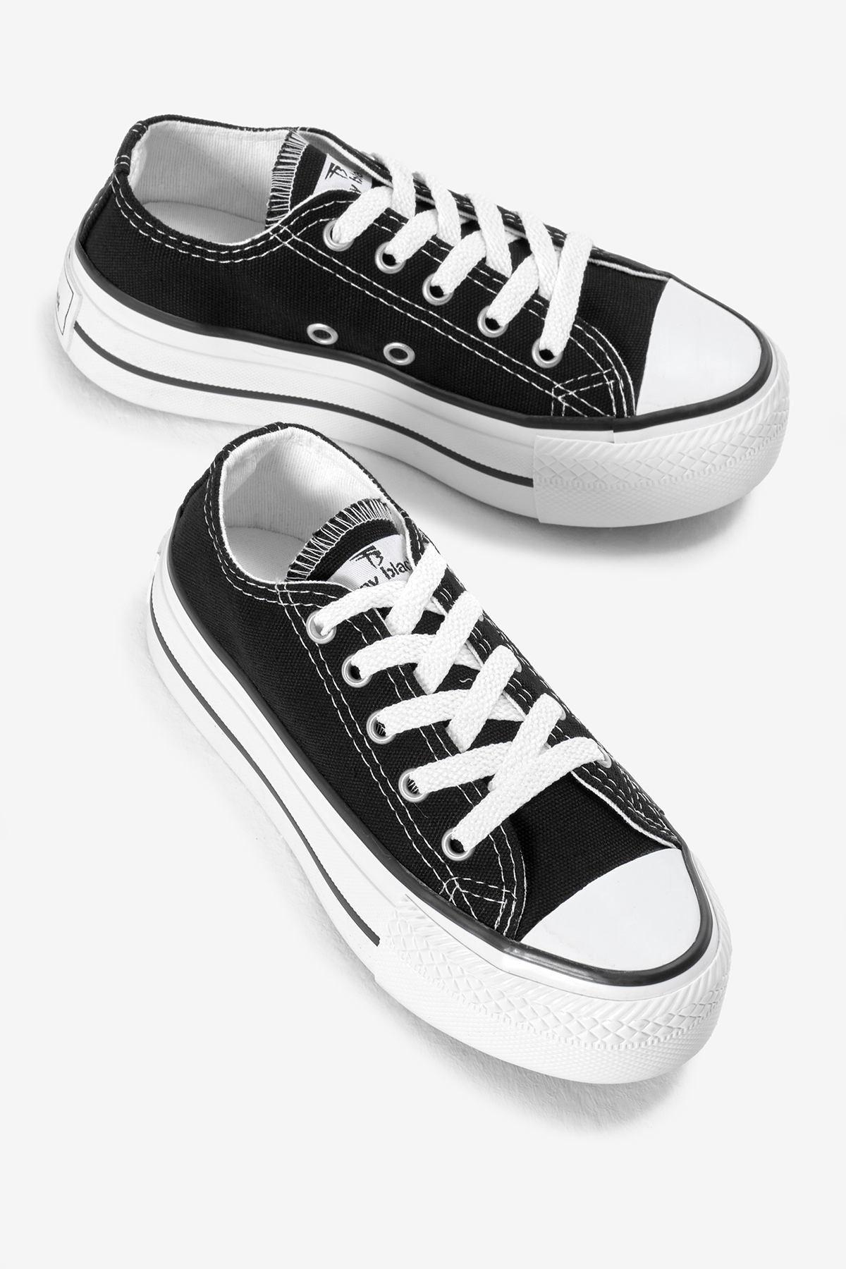 Çocuk Unisex Siyah Termo Kalın Taban Bağcıklı Keten Spor Ayakkabı - Görsel 4