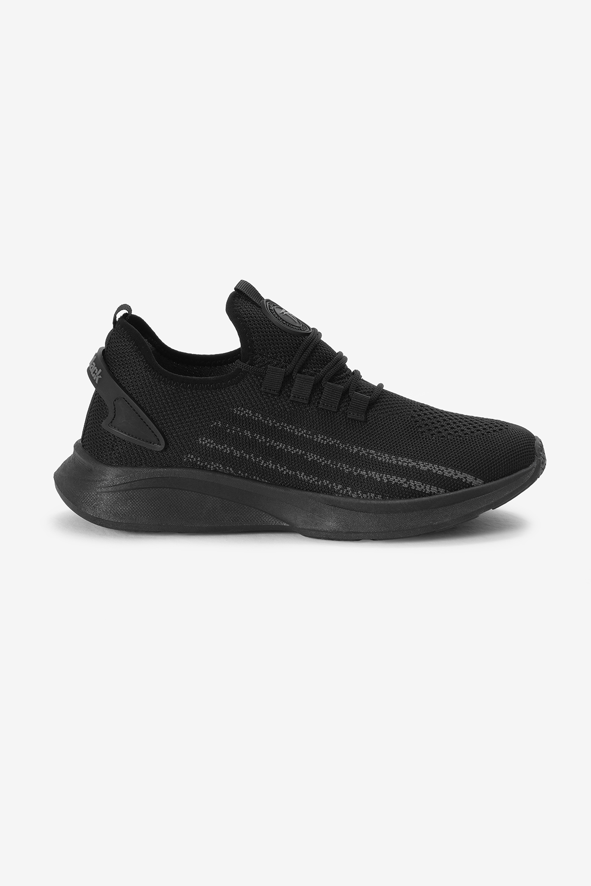 Unisex Siyah Termo Taban Şerit Detaylı Bağcıklı Triko Spor Ayakkabı - Görsel 2