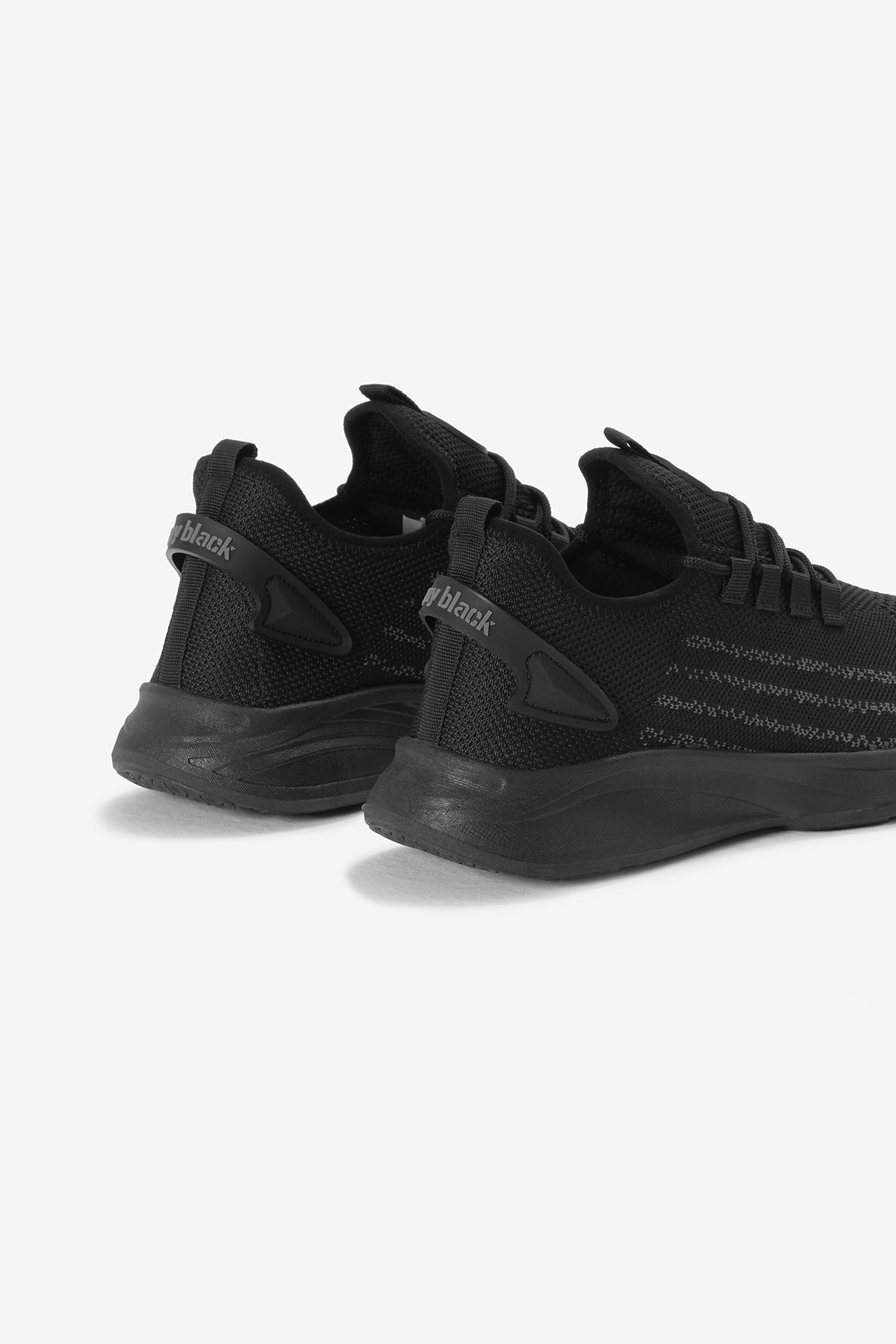 Unisex Siyah Termo Taban Şerit Detaylı Bağcıklı Triko Spor Ayakkabı - Görsel 6