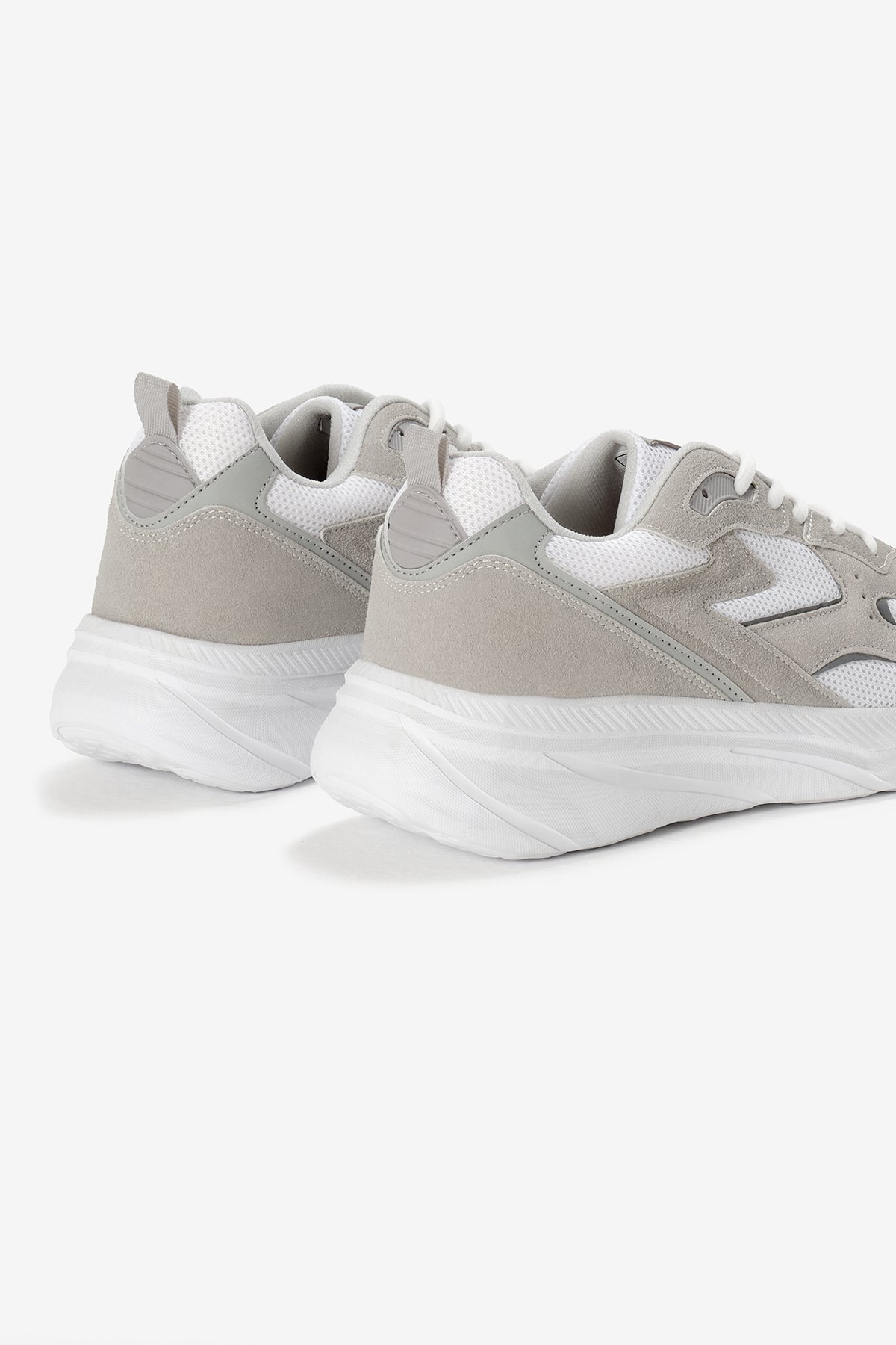 Erkek Gri Beyaz Faylon Taban Nefes Alabilen Kumaş Reflektörlü Dalgalı Desenli Spor Ayakkabı - Görsel 6