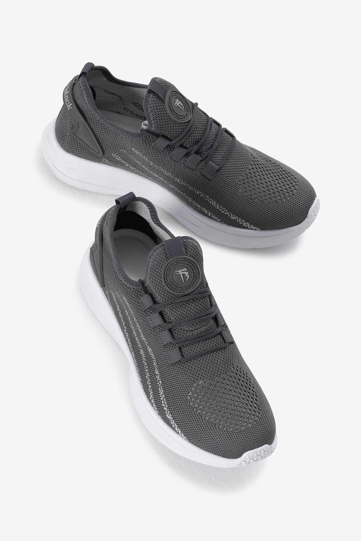 Unisex Füme Termo Taban Şerit Detaylı Bağcıklı Triko Spor Ayakkabı - Görsel 4