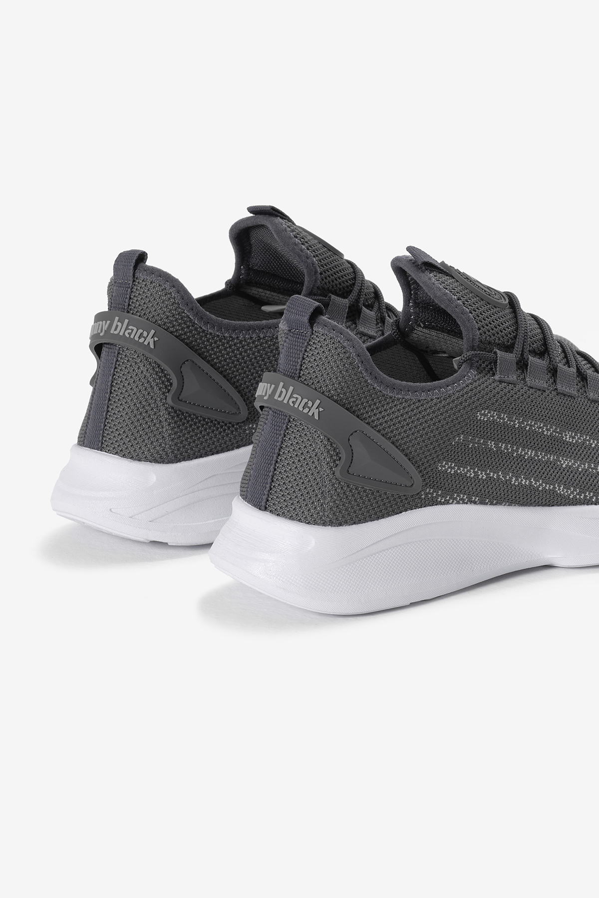 Unisex Füme Termo Taban Şerit Detaylı Bağcıklı Triko Spor Ayakkabı - Görsel 6