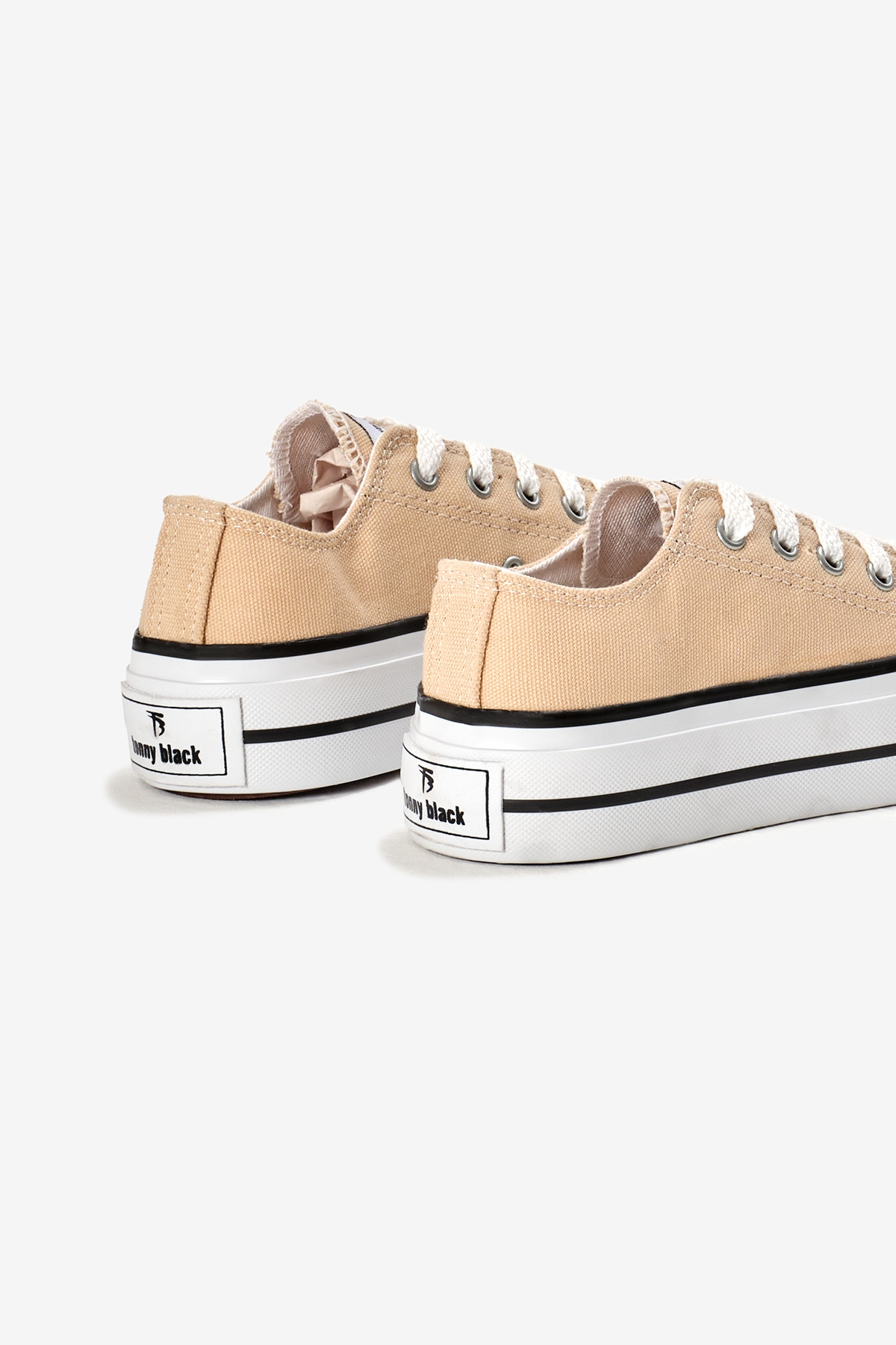 Çocuk Unisex Bej Termo Kalın Taban Bağcıklı Keten Spor Ayakkabı - Görsel 6