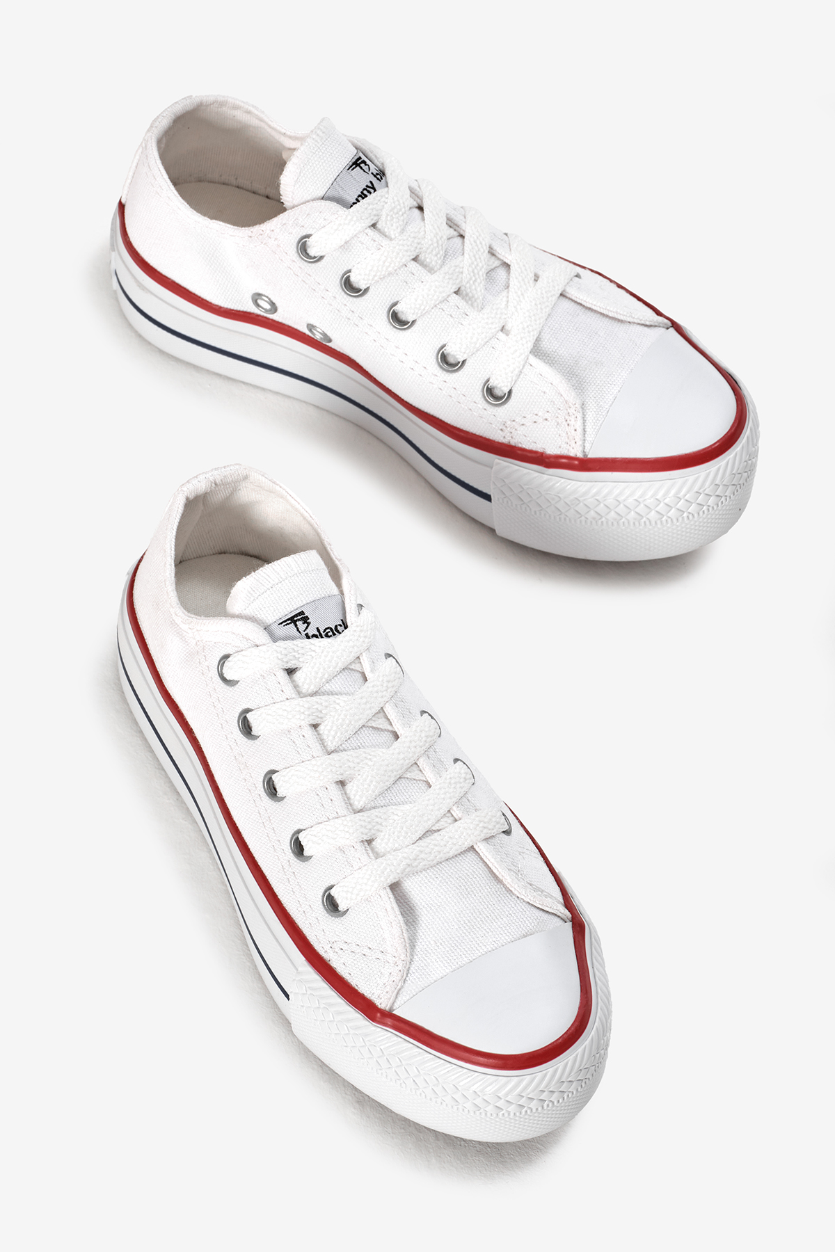 Çocuk Unisex Beyaz Termo Kalın Taban Bağcıklı Keten Spor Ayakkabı - Görsel 4