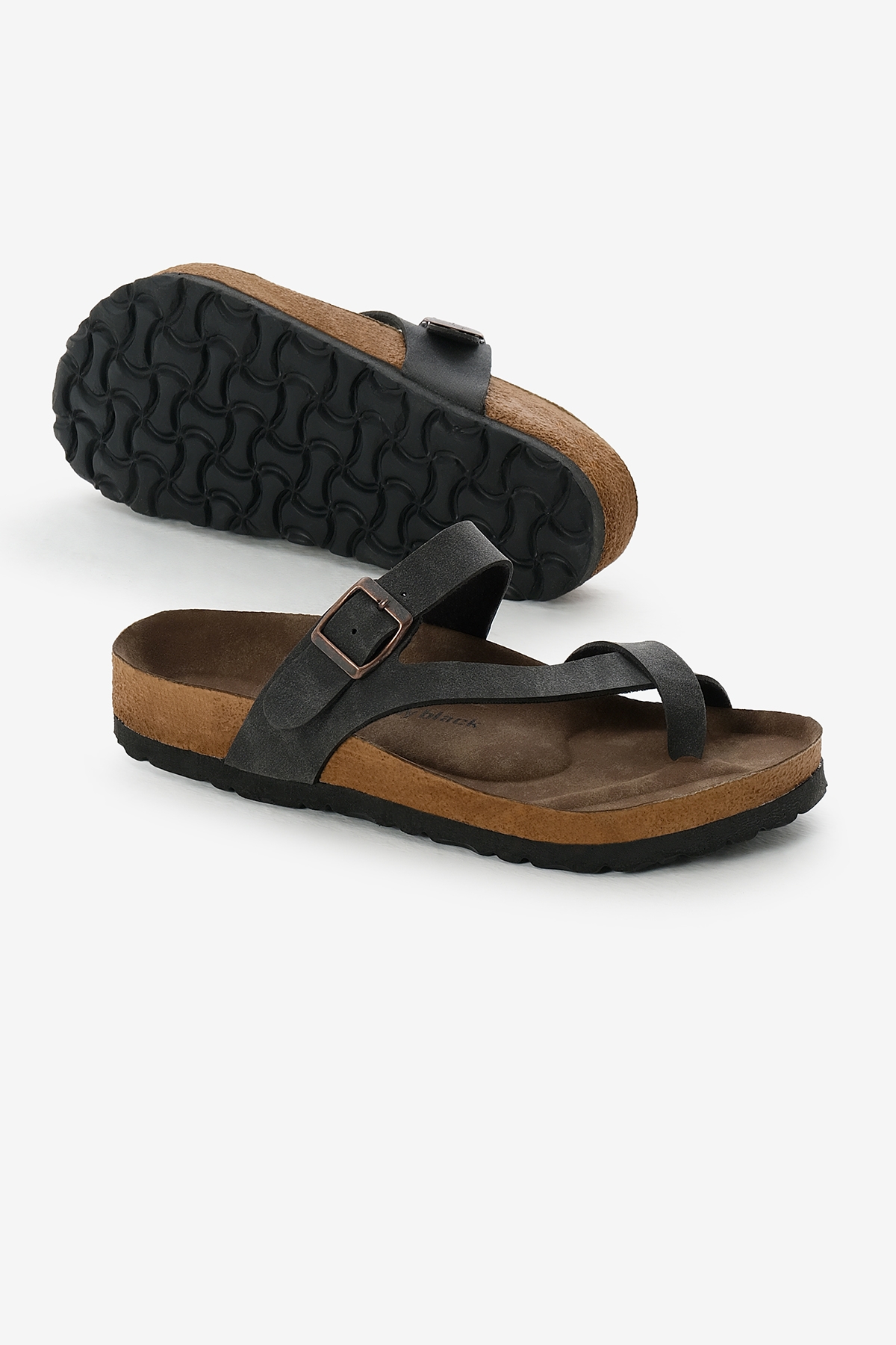 Kadın Füme Rahat Kalıp Poli Taban Çapraz Model Nubuk Parmak Arası Terlik - Görsel 5