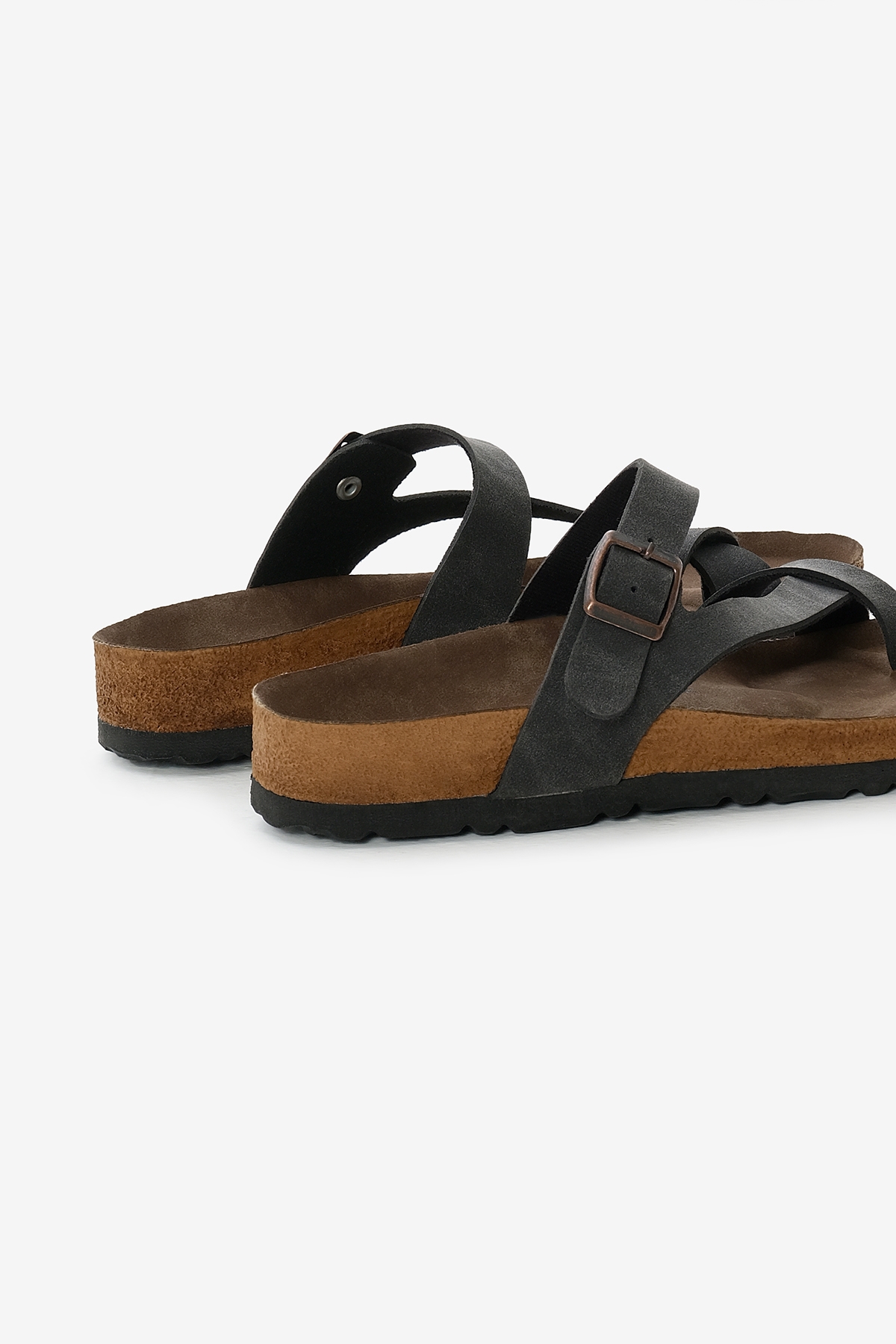 Kadın Füme Rahat Kalıp Poli Taban Çapraz Model Nubuk Parmak Arası Terlik - Görsel 6