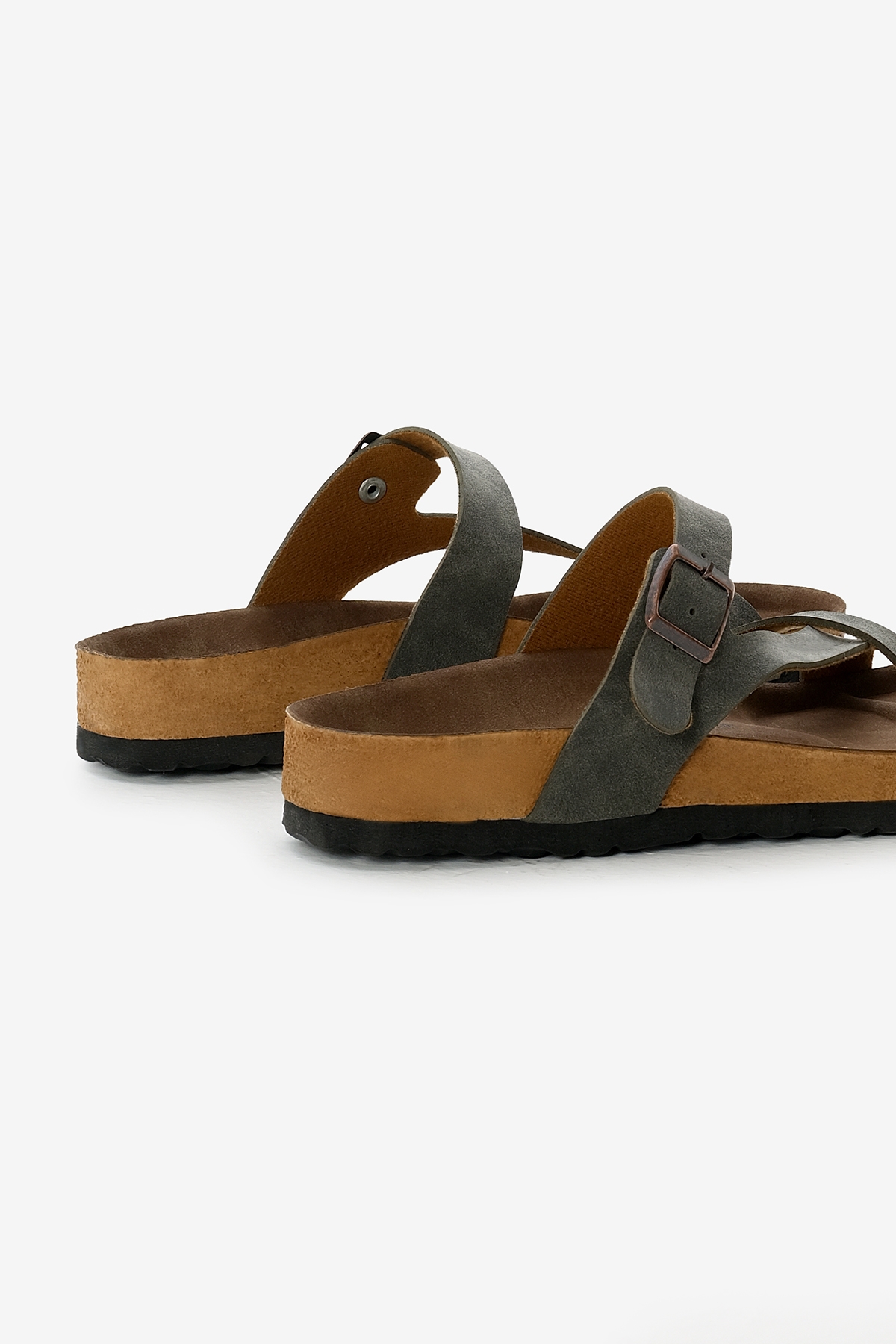 Kadın Haki Rahat Kalıp Poli Taban Çapraz Model Nubuk Parmak Arası Terlik - Görsel 6