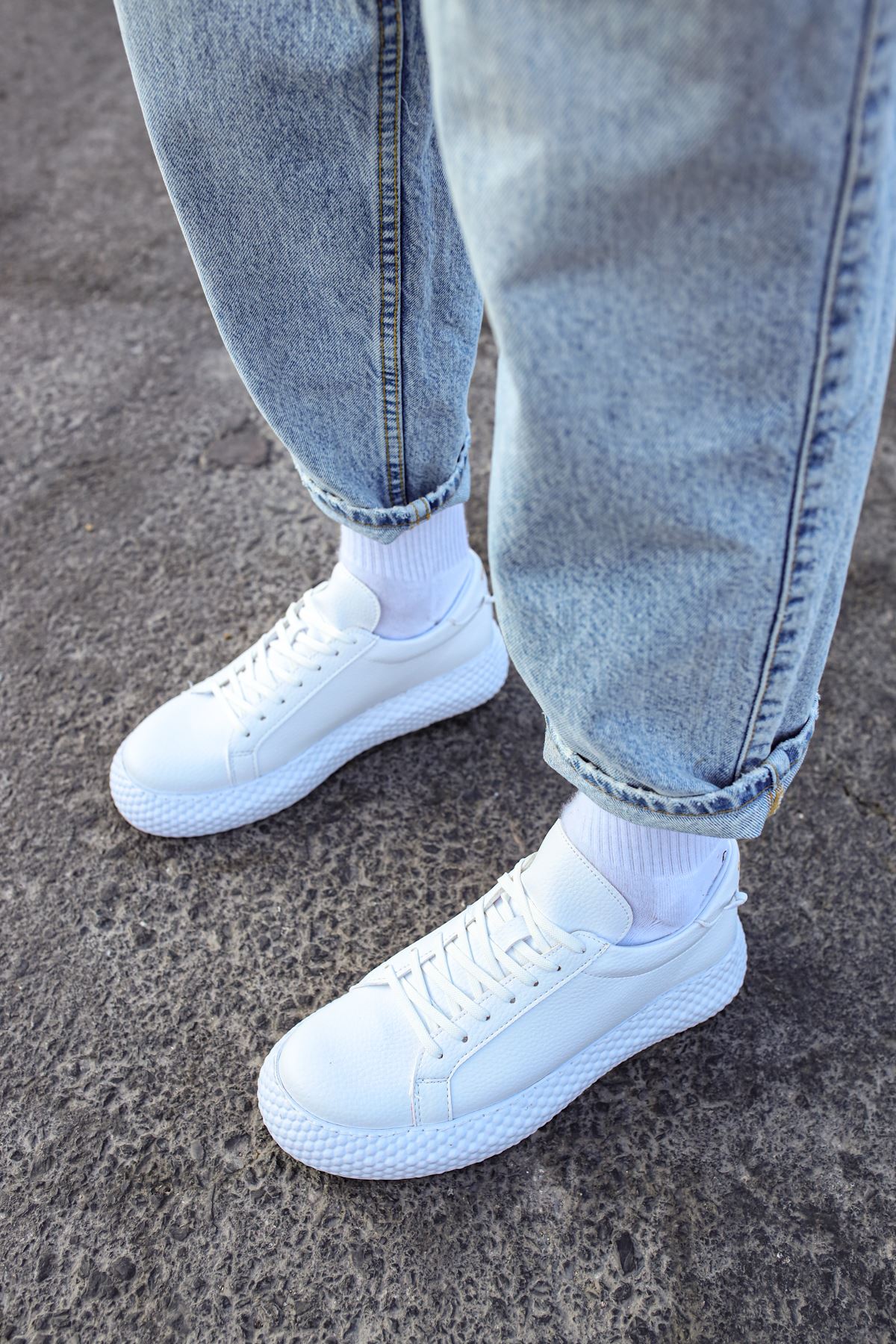 Bağcıklı Erkek Günlük Ayakkabı Beyaz Beyaz - Görsel 3