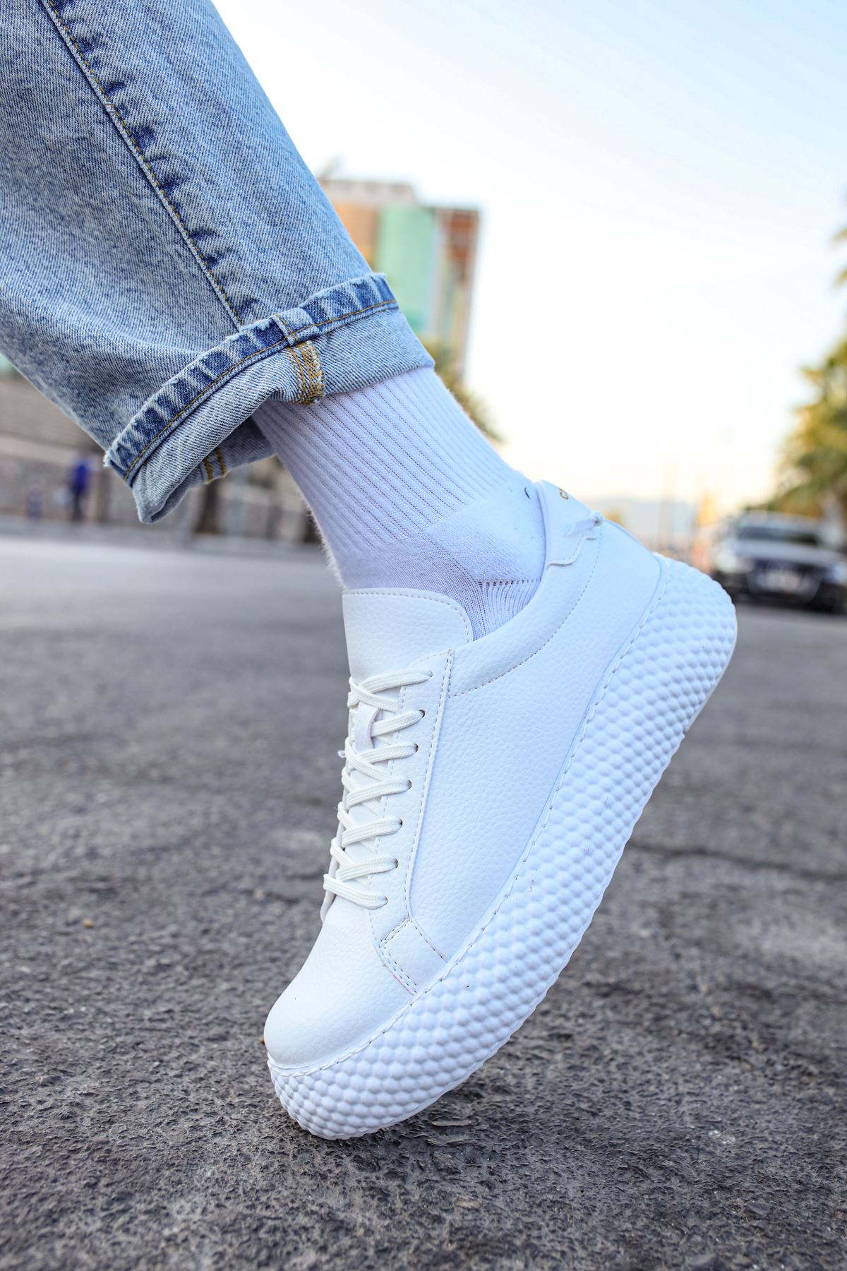 Bağcıklı Erkek Günlük Ayakkabı Beyaz Beyaz - Görsel 4