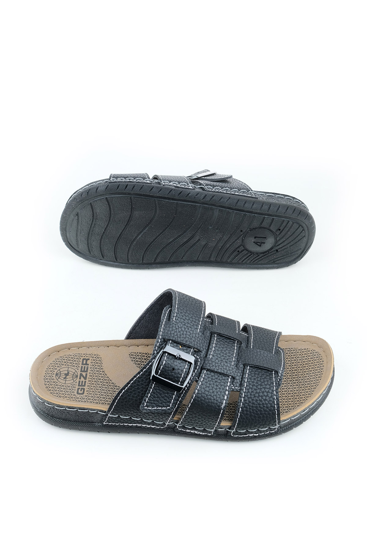 Erkek Yazlık Tek Toka Suni Deri Ayarlanabilir Günlük Terlik - Görsel 6