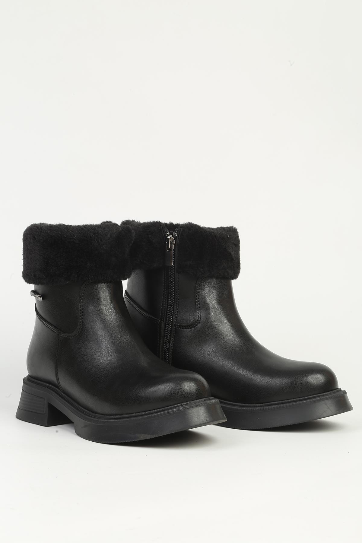 Siyah Yarım Kürklü Bot PC-55268 - Görsel 3