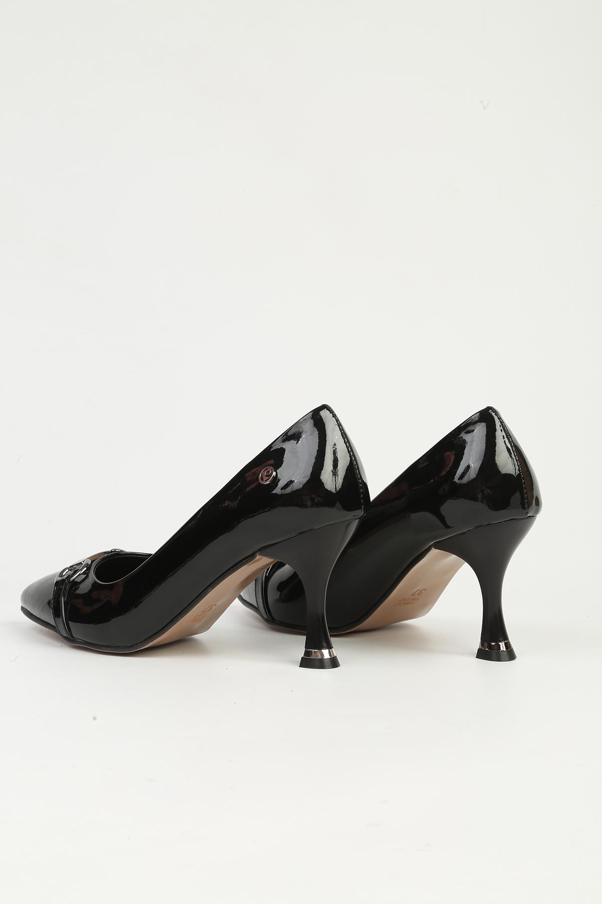 Siyah Rugan Topuklu Ayakkabı PC-55196 - Görsel 4