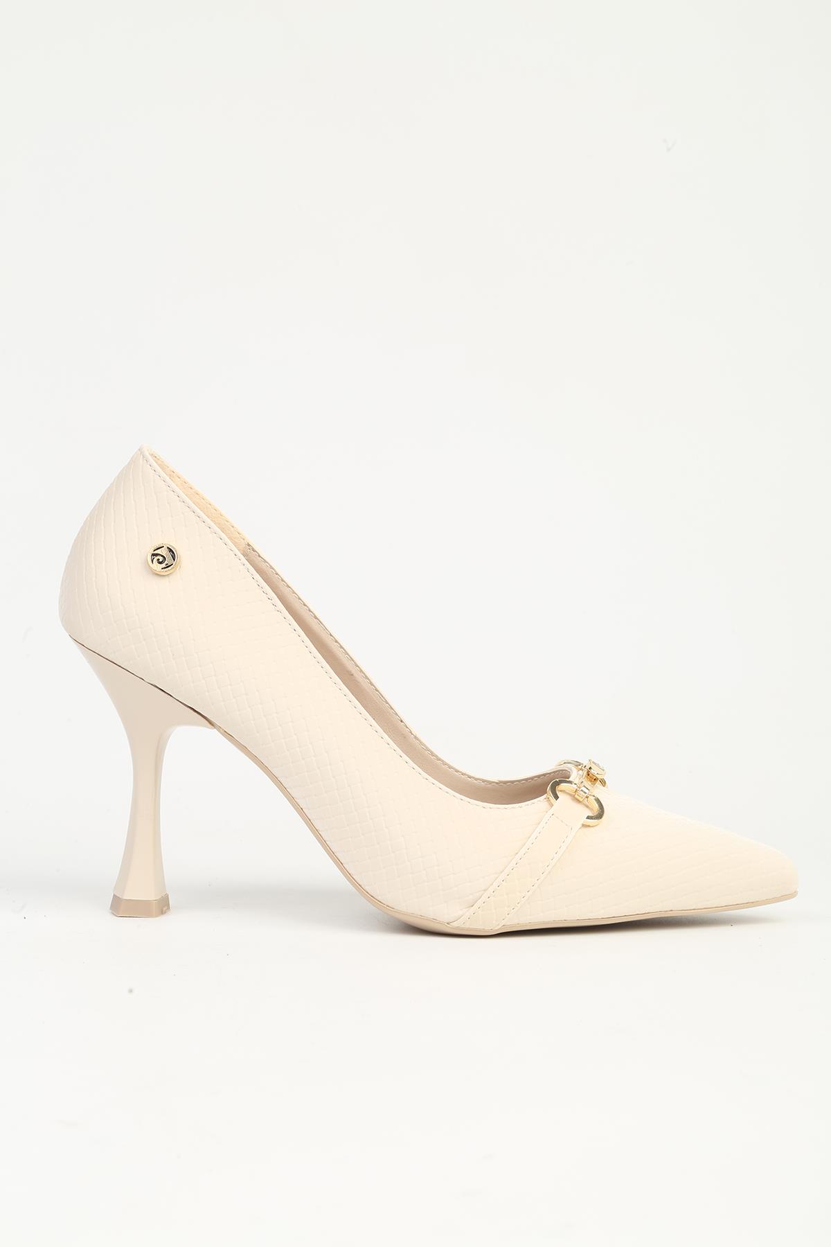 Krem Topuklu Ayakkabı PC-55018 - Görsel 2