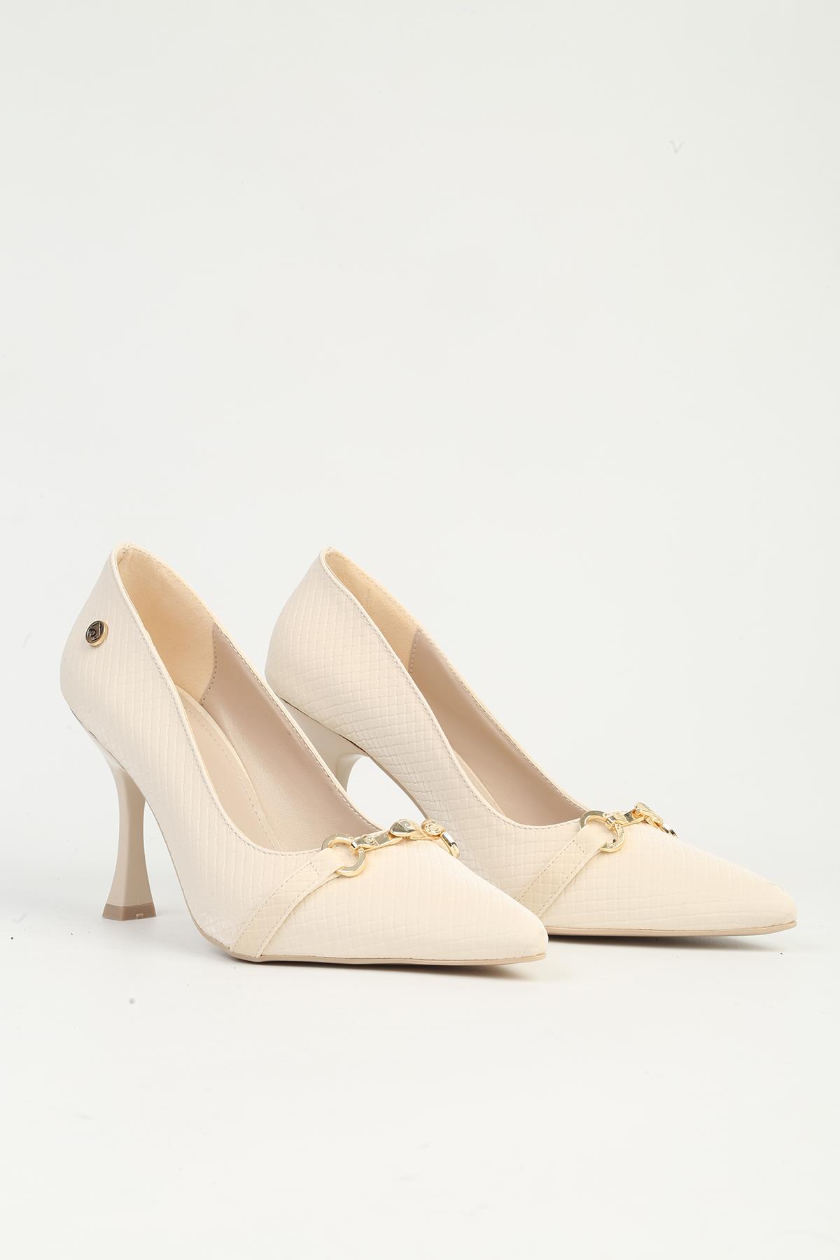 Krem Topuklu Ayakkabı PC-55018 - Görsel 3