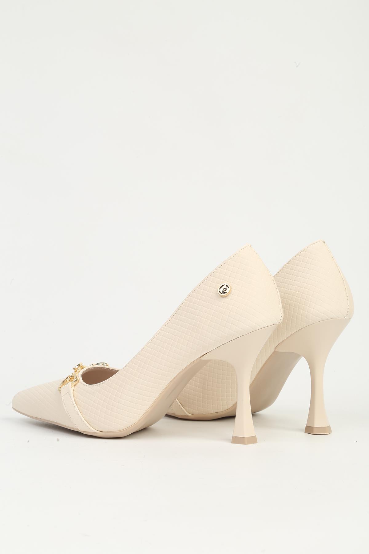 Krem Topuklu Ayakkabı PC-55018 - Görsel 4