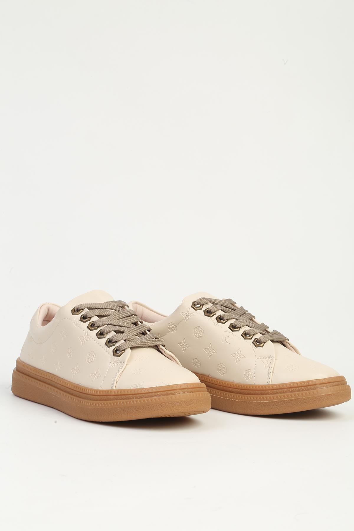 Krem Kadın Spor Ayakkabı PC-55071 - Görsel 3