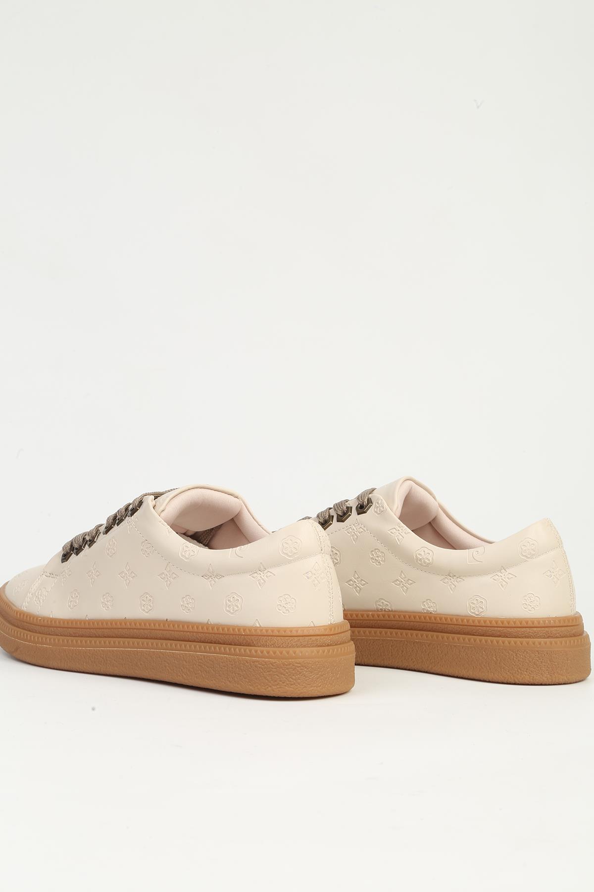 Krem Kadın Spor Ayakkabı PC-55071 - Görsel 4