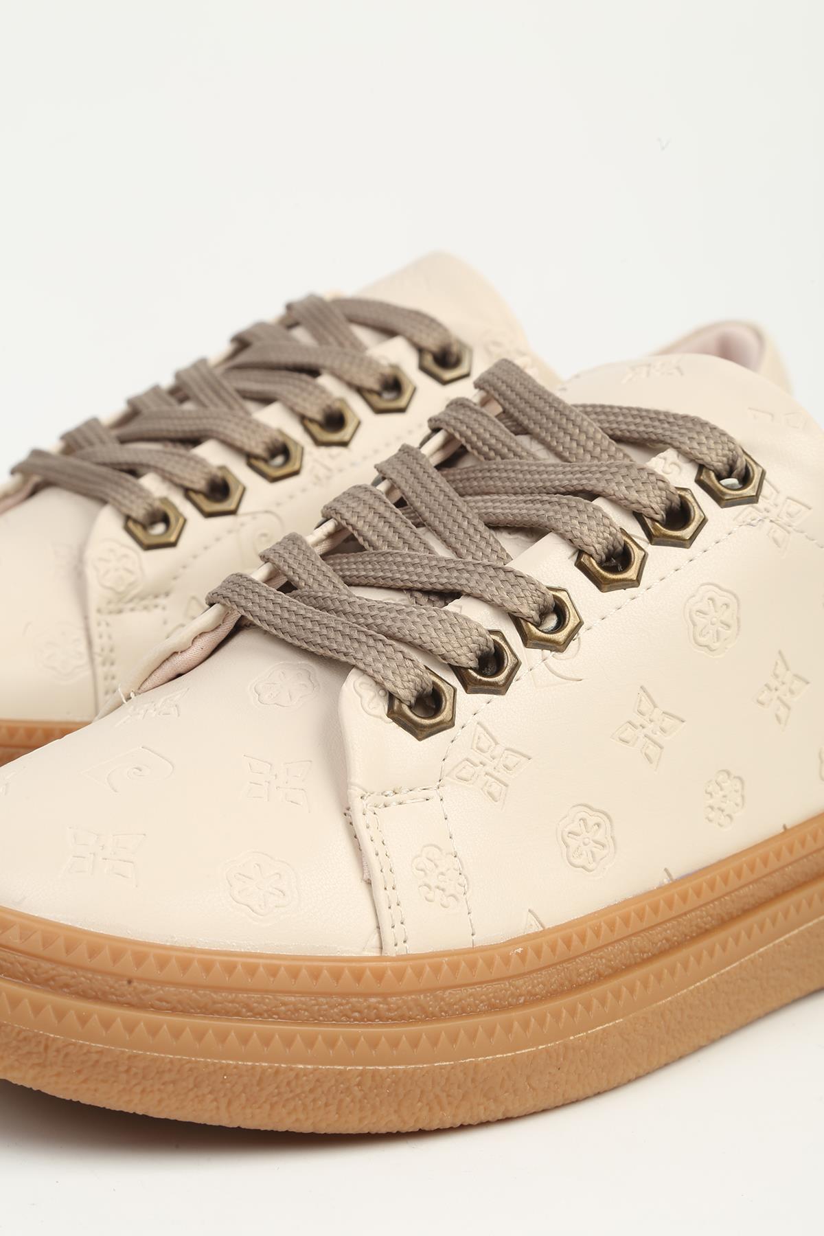 Krem Kadın Spor Ayakkabı PC-55071 - Görsel 5