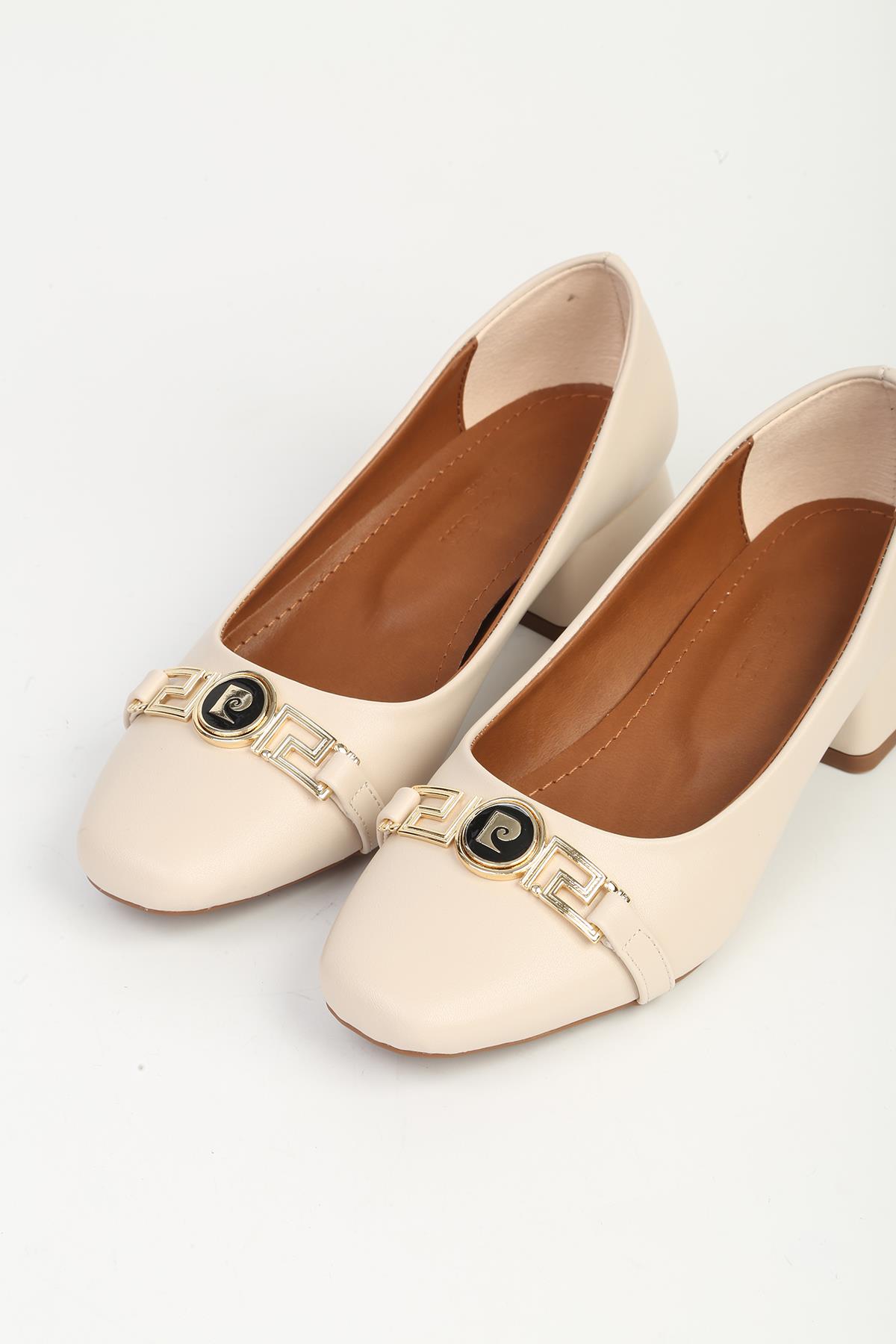 Krem Kadın Topuklu Ayakkabı PC-55128 - Görsel 4
