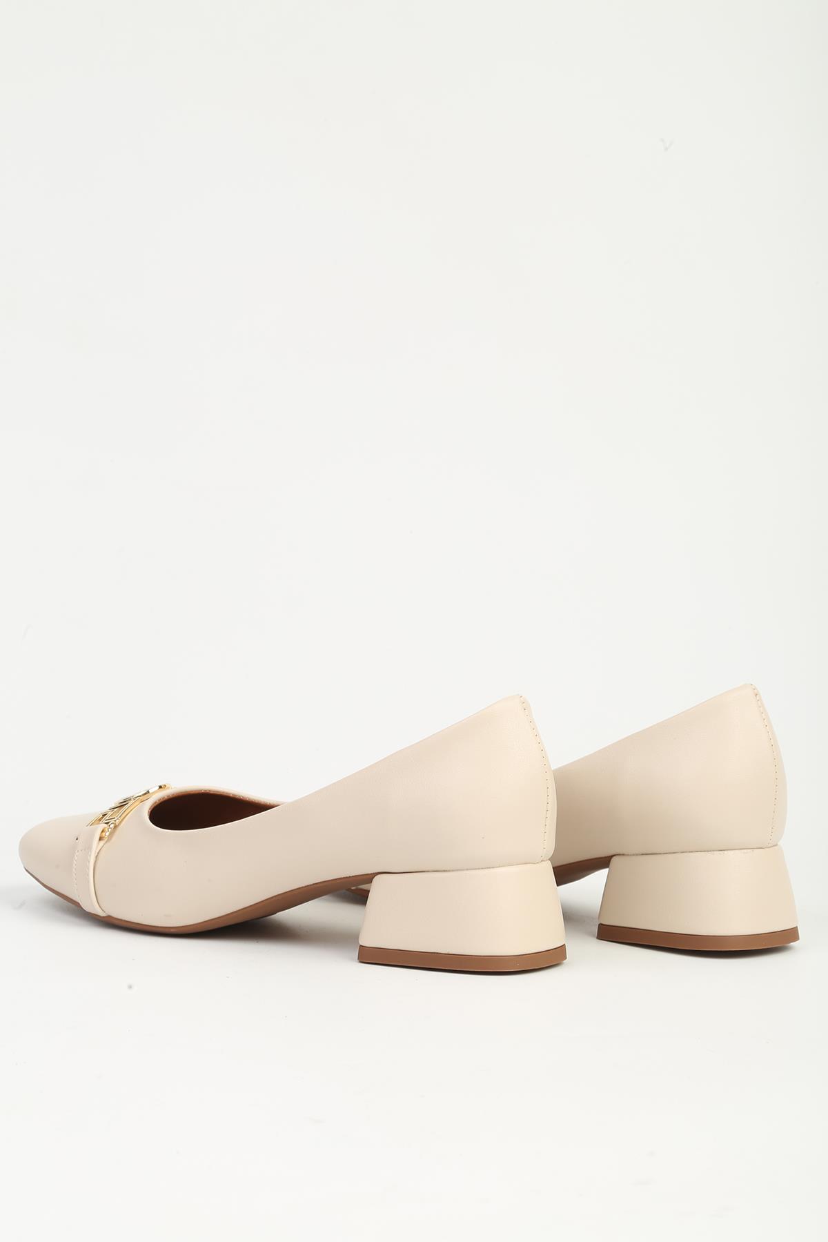 Krem Kadın Topuklu Ayakkabı PC-55128 - Görsel 5