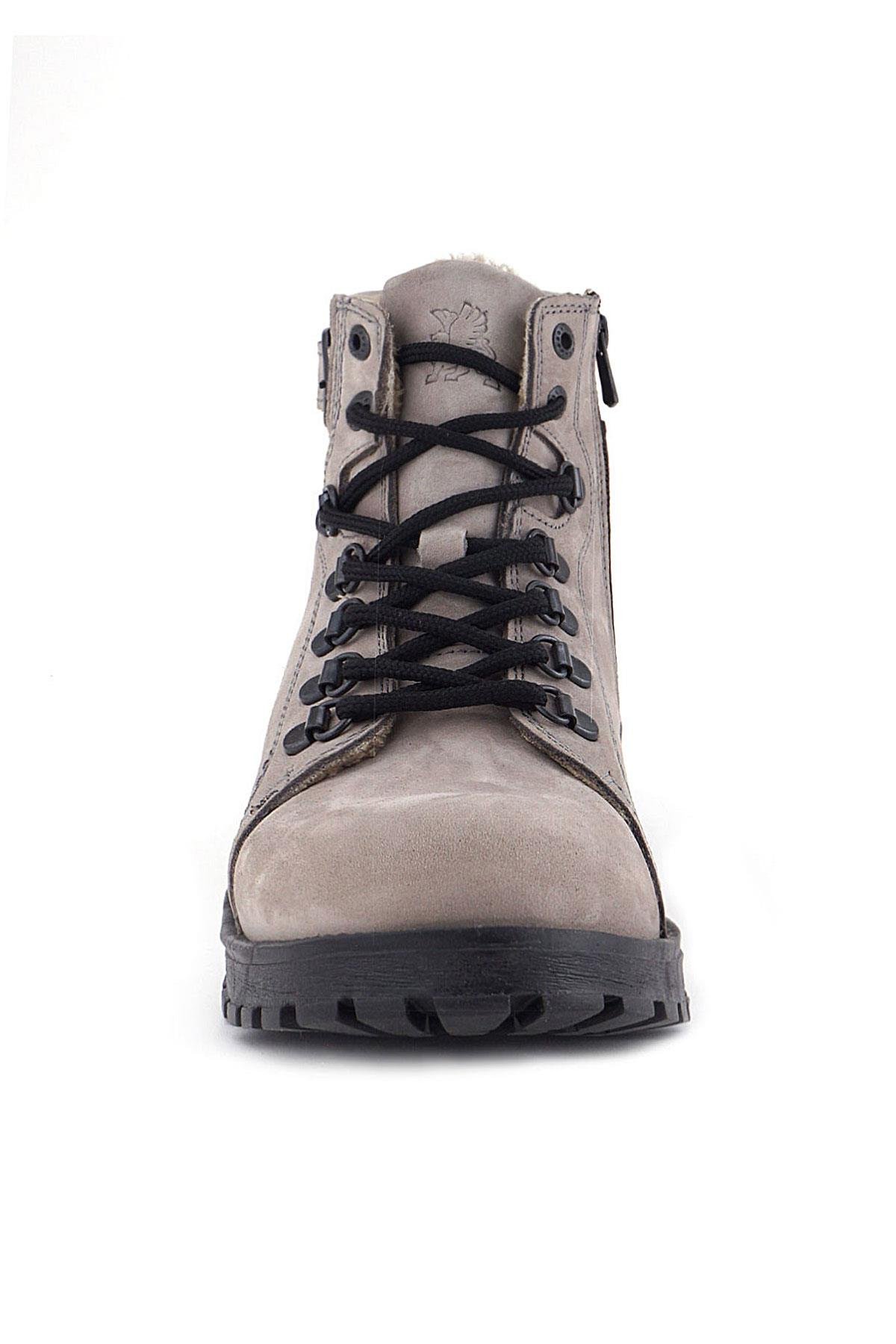 Griffon Hakiki Deri Açık Gri Bağcıklı Fermuarlı Bot - Görsel 4