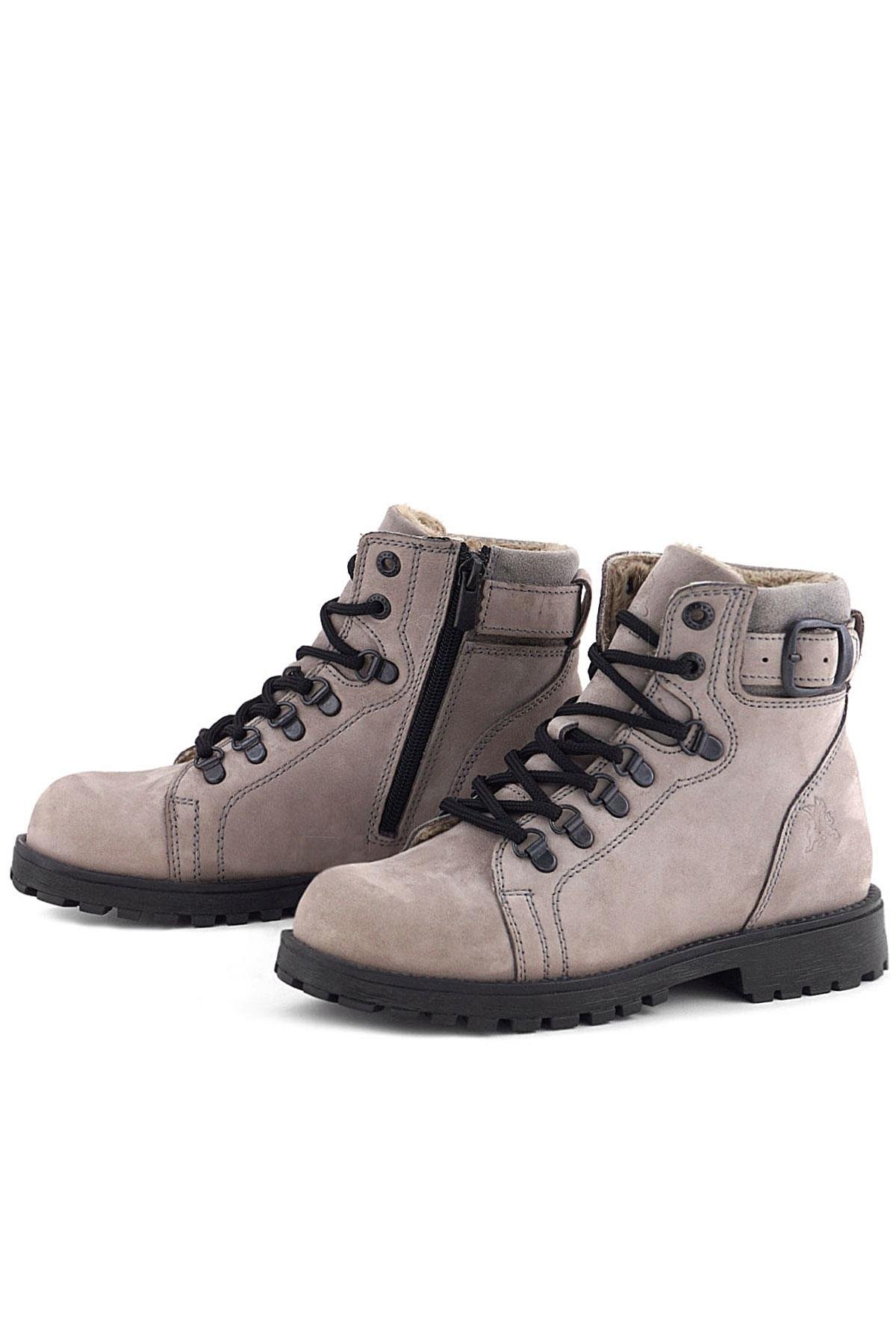 Griffon Hakiki Deri Açık Gri Bağcıklı Fermuarlı Bot - Görsel 6