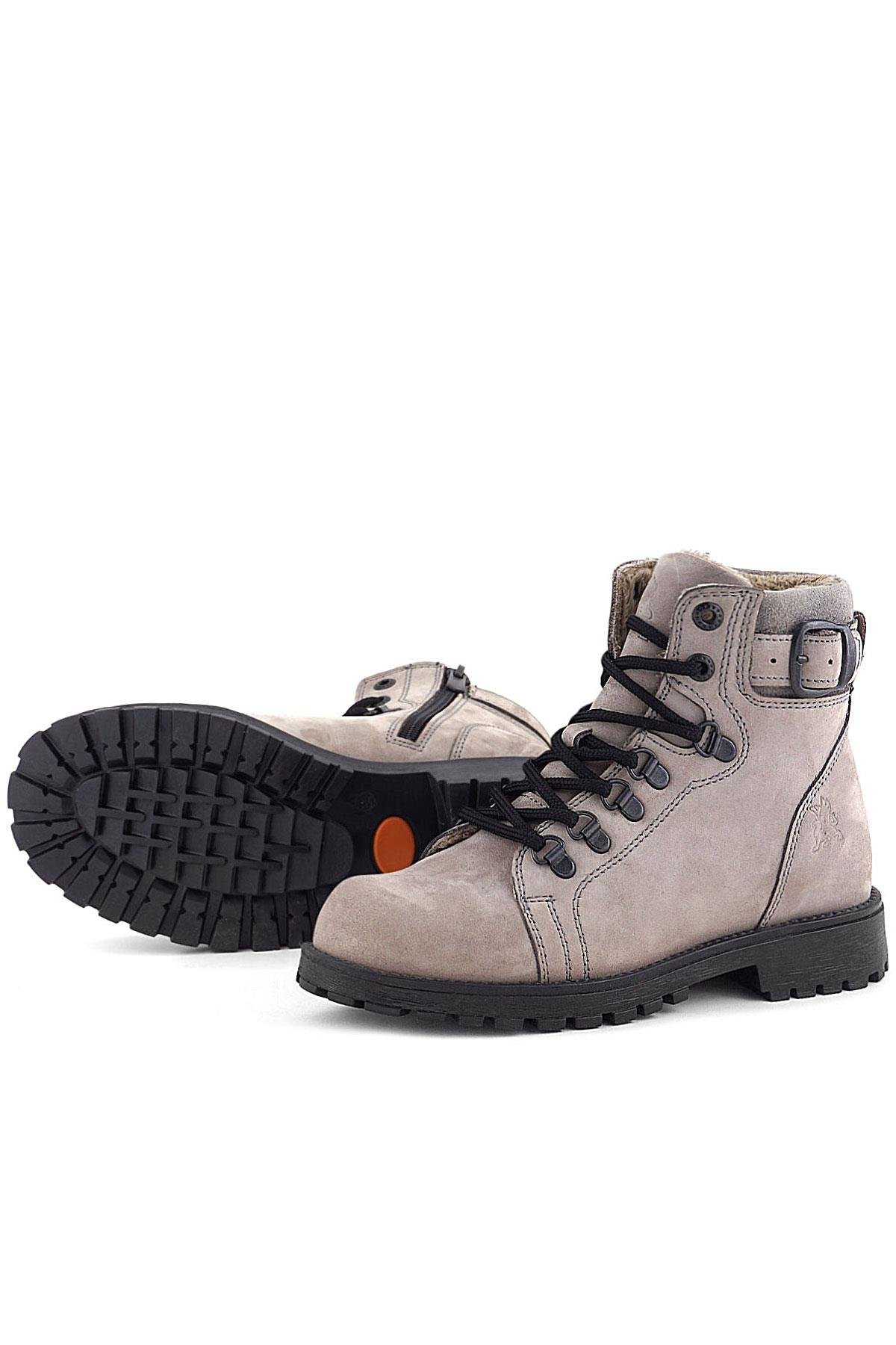 Griffon Hakiki Deri Açık Gri Bağcıklı Fermuarlı Bot - Görsel 7