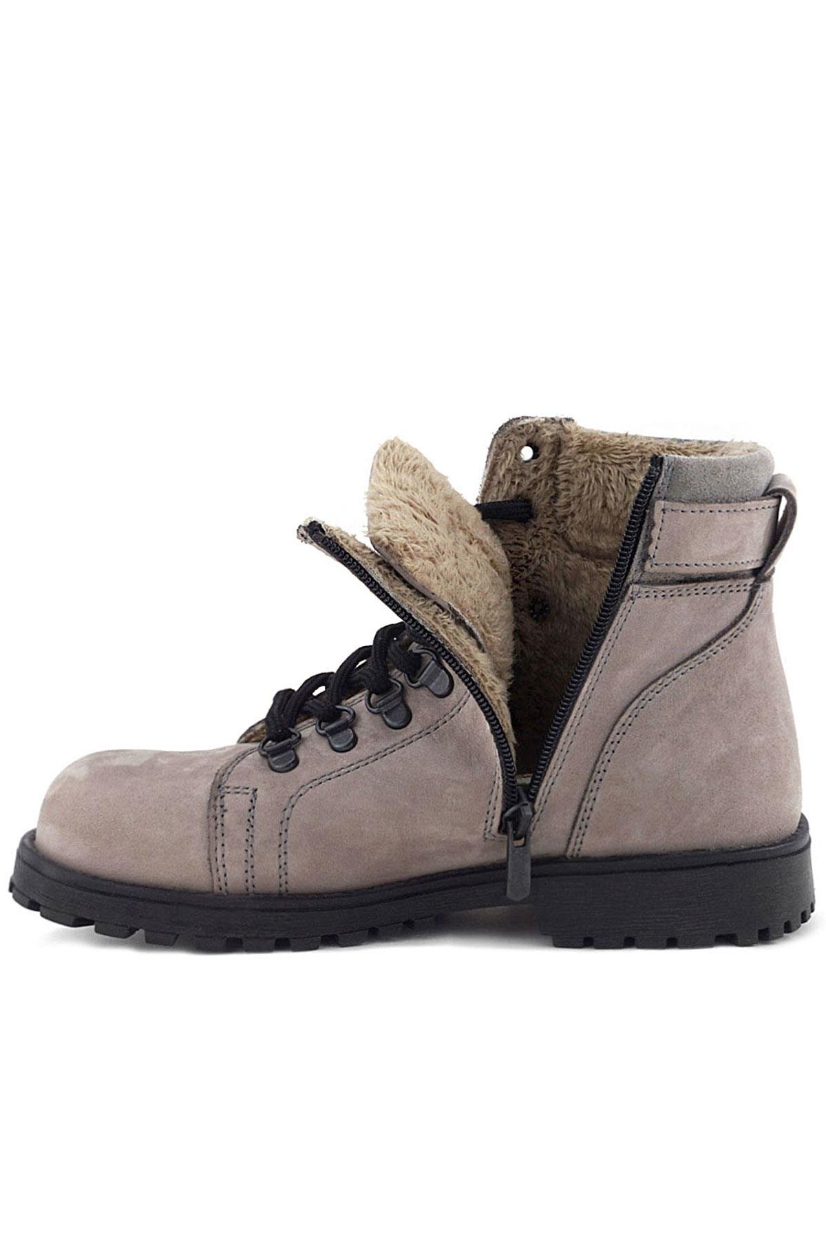 Griffon Hakiki Deri Açık Gri Bağcıklı Fermuarlı Bot - Görsel 9