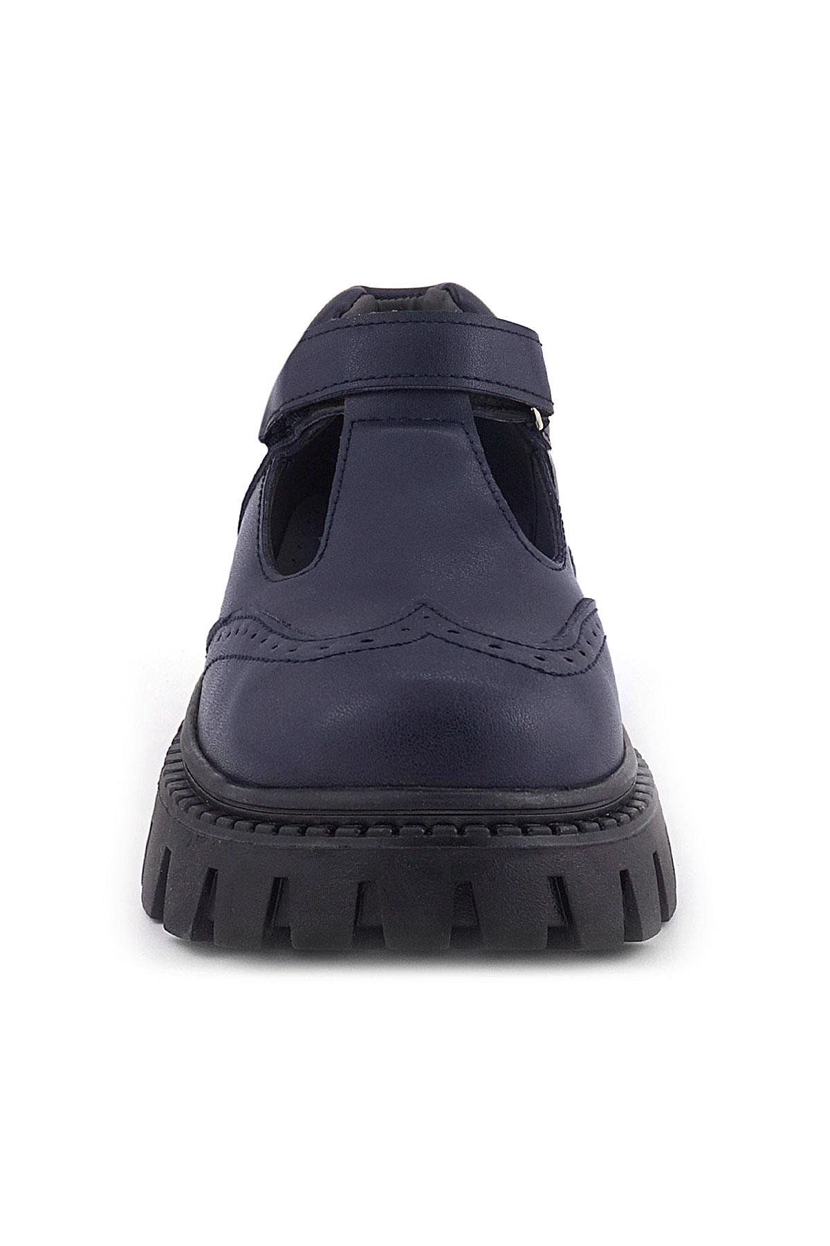 Lacivert Mat Cırtlı Kız Çocuk Okul Ayakkabı - Görsel 4