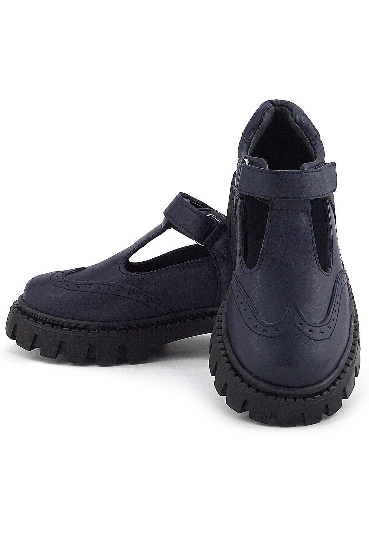 Lacivert Mat Cırtlı Kız Çocuk Okul Ayakkabı - Görsel 9